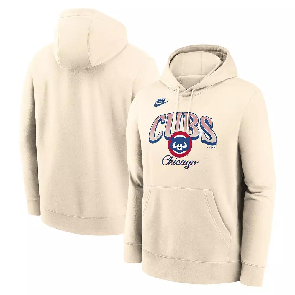 Men's Nike  Natural Chicago Cubs Cooperstown Collection Club Fleece Pullover Hoodie, Size: Small, Beige Product Image
