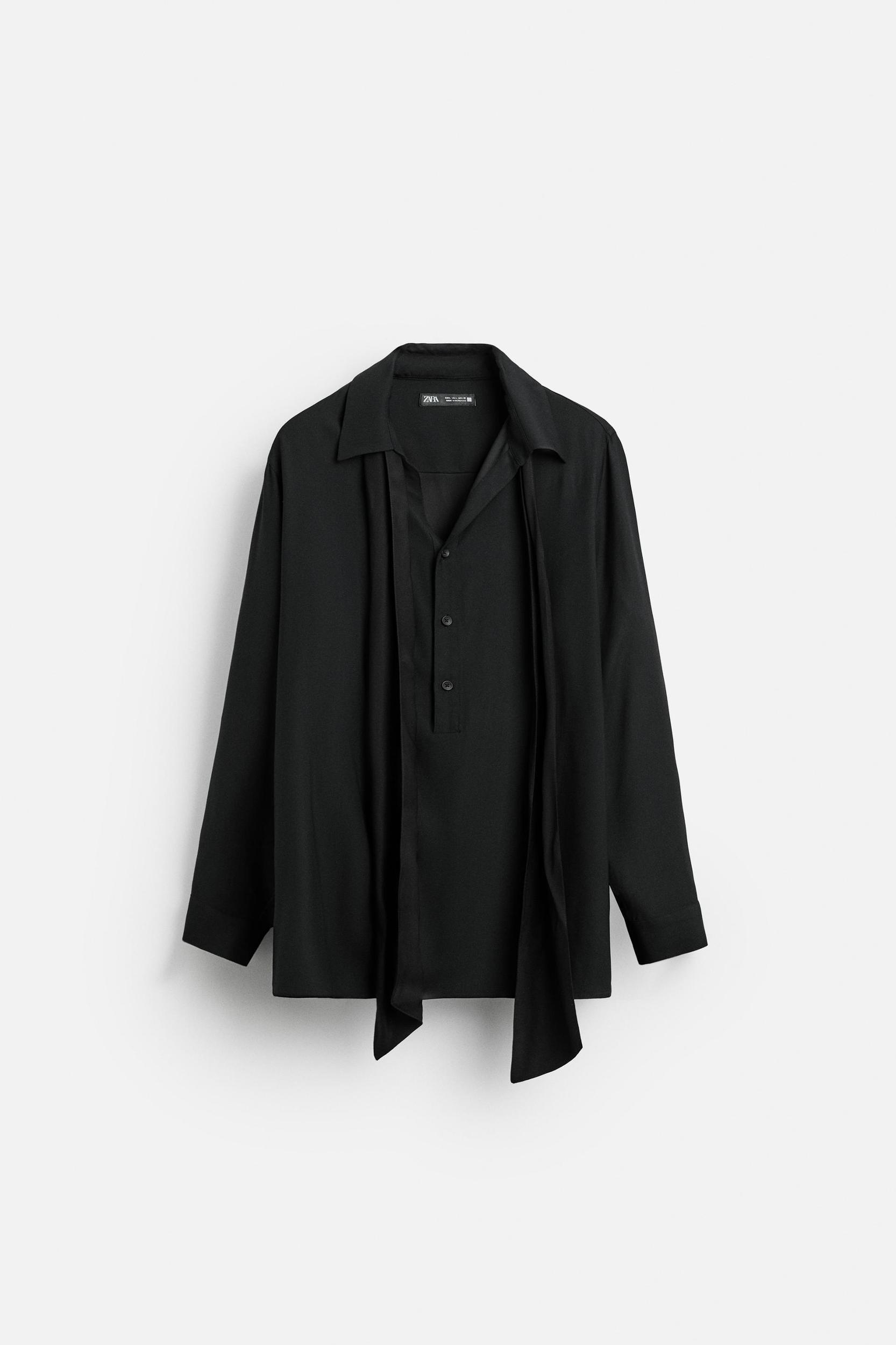 SATIN EFFECT TIE COLLAR SHIRT Product Image