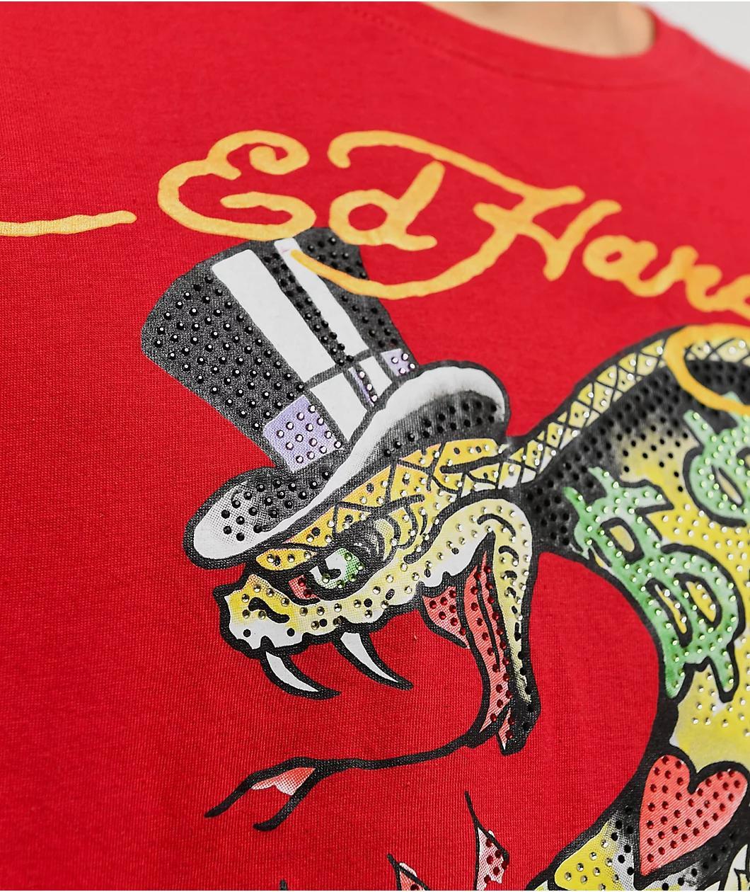 Ed Hardy Cobra Rhinestone Red T-Shirt Product Image
