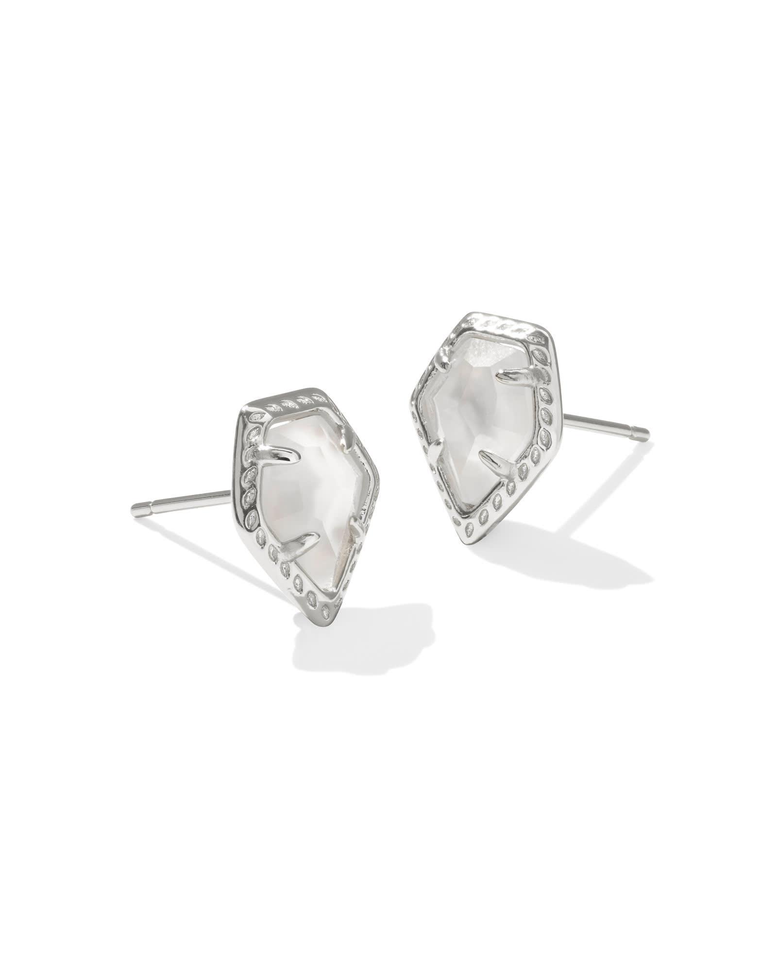 Framed Gold Tessa Stud Earrings in Ivory Mother-of-Pearl Product Image