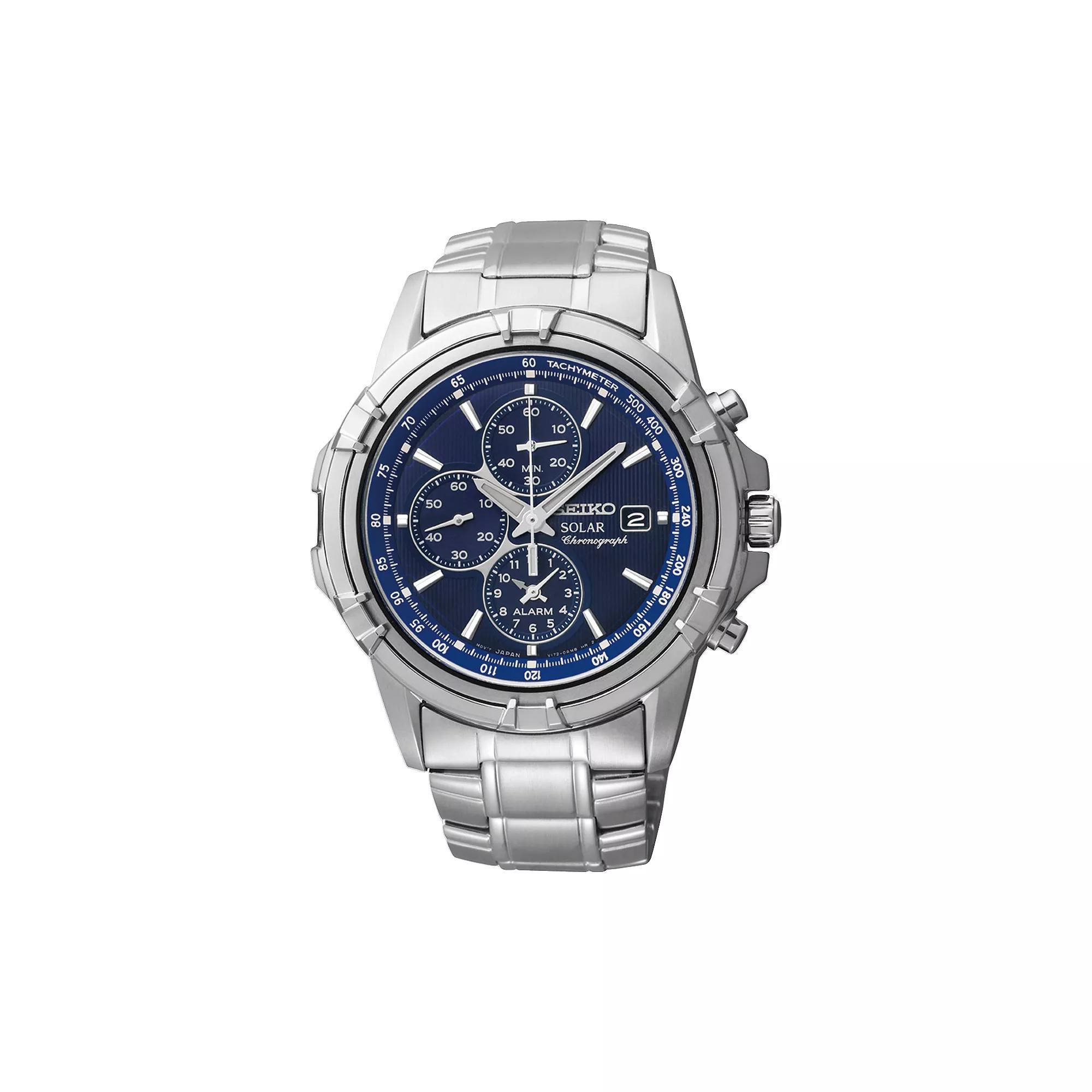 Seiko Mens Stainless Steel Solar Chronograph Watch - SSC141 Silver Tone Product Image