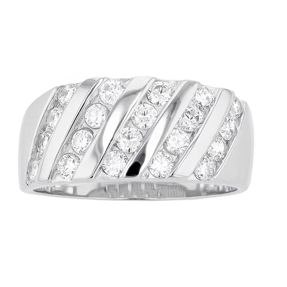 A&M Sterling Silver 5 Row Crystal Ring, Women's, Size: 7, White Product Image