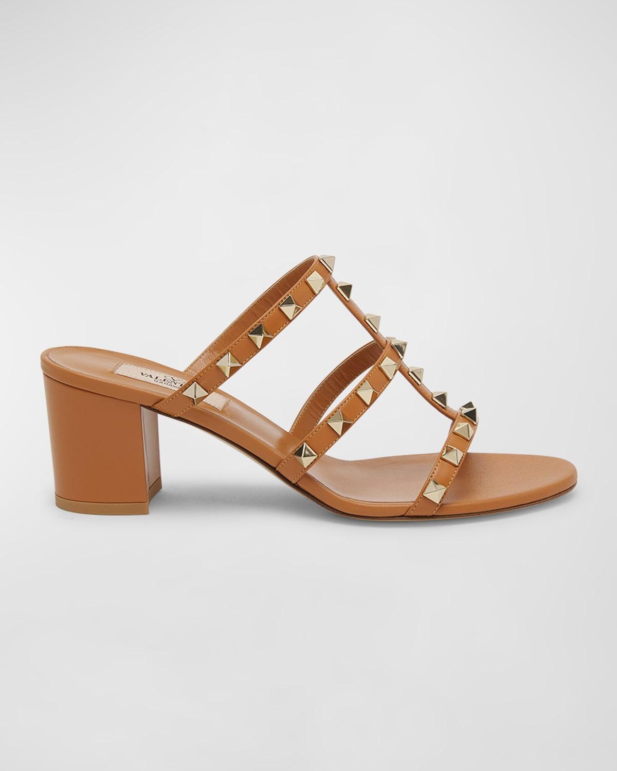 Rockstud Caged Block-Heel Slide Sandals Product Image