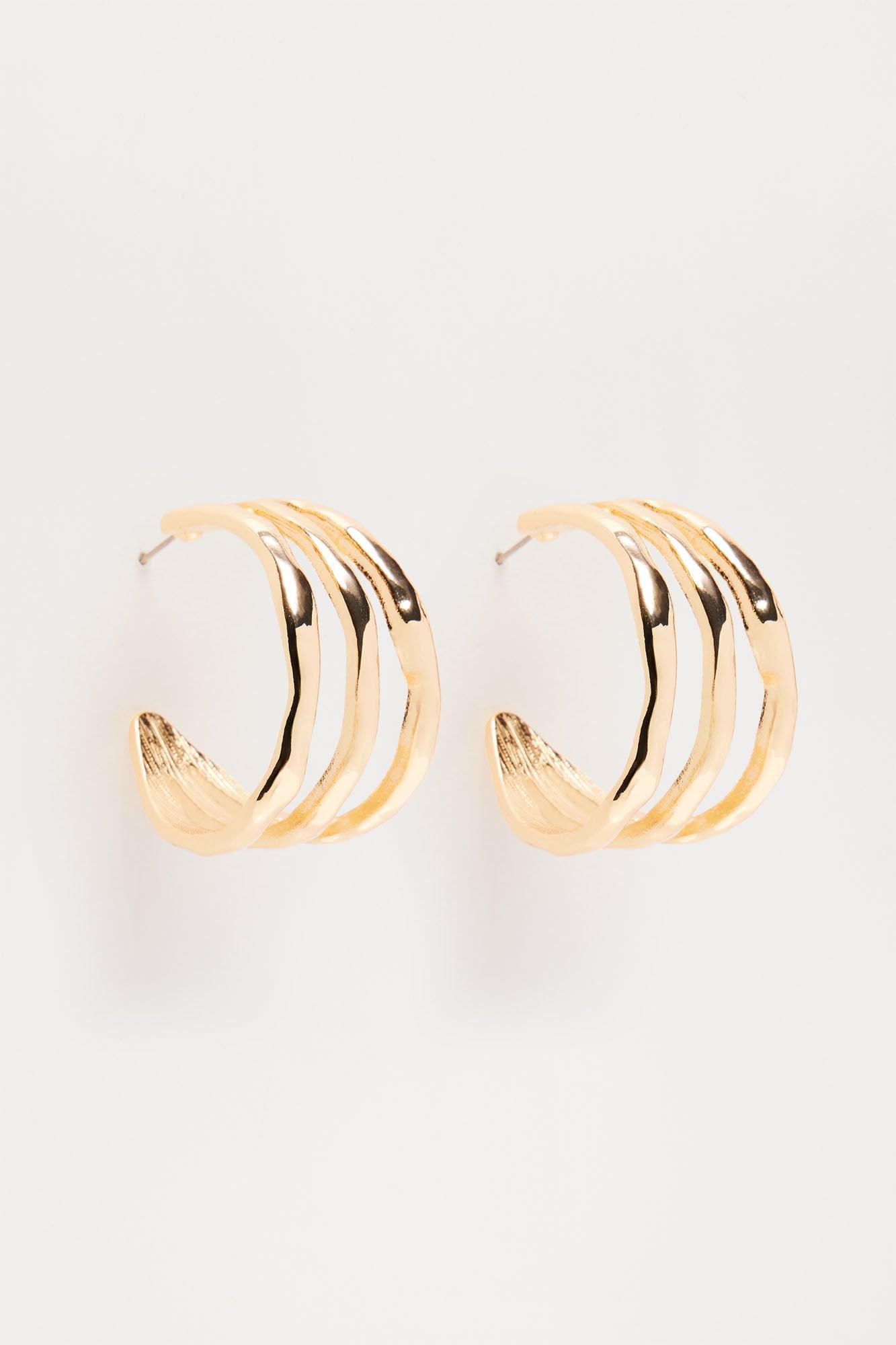 Majestic Ripple Hoop Earrings - Gold Product Image