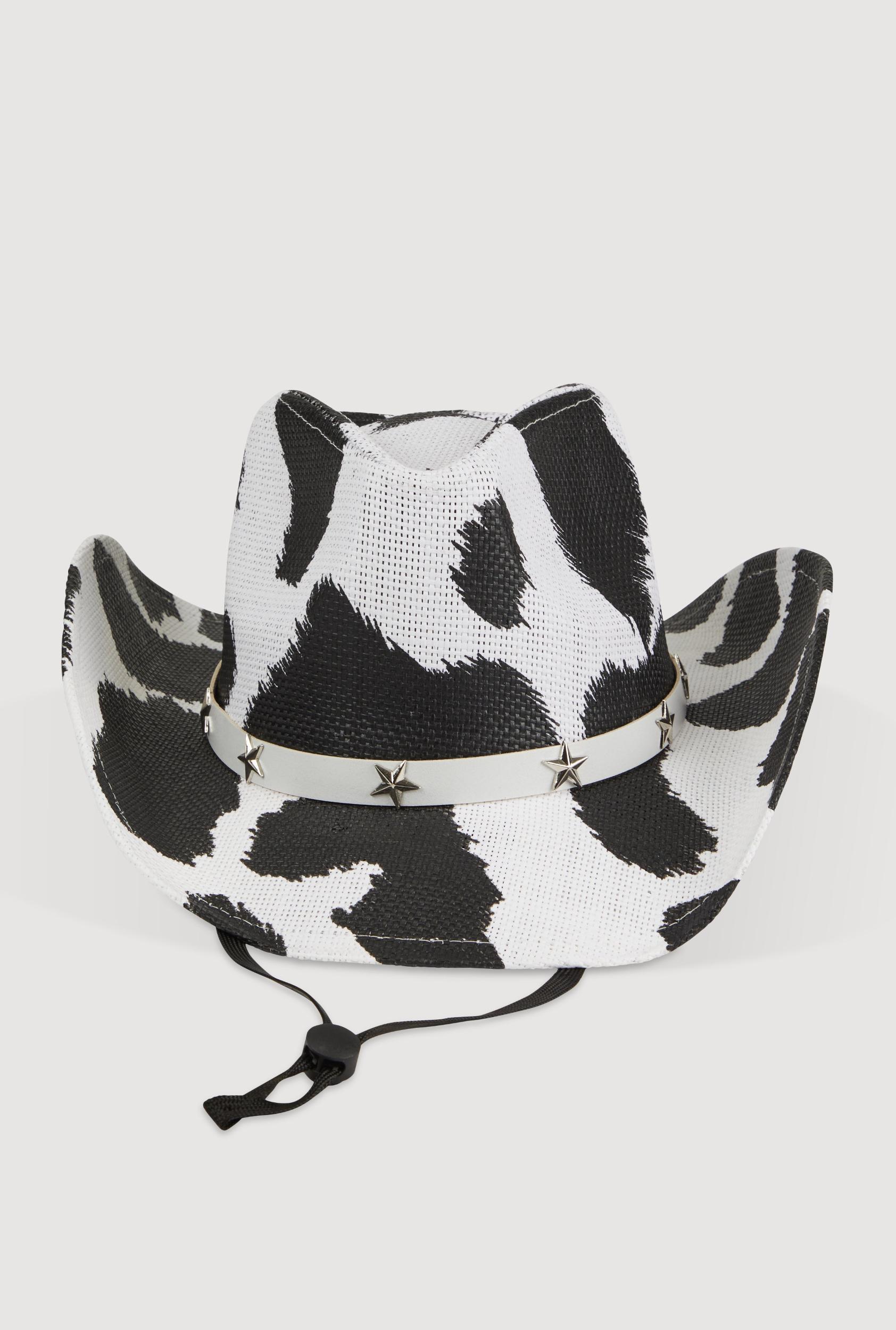Cow Print Star Studded Cowboy Hat Female Product Image
