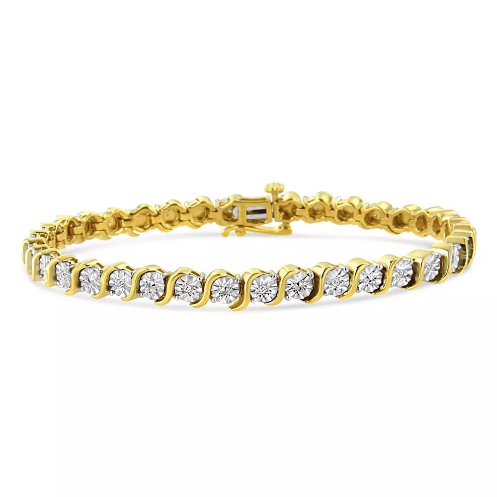 Haus of Brilliance 1/10 Carat T.W. Diamond S Link Tennis Bracelet, Womens Gold Tone Product Image
