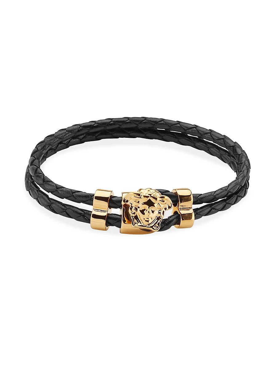 Mens Medusa Braided Leather Bracelet Product Image