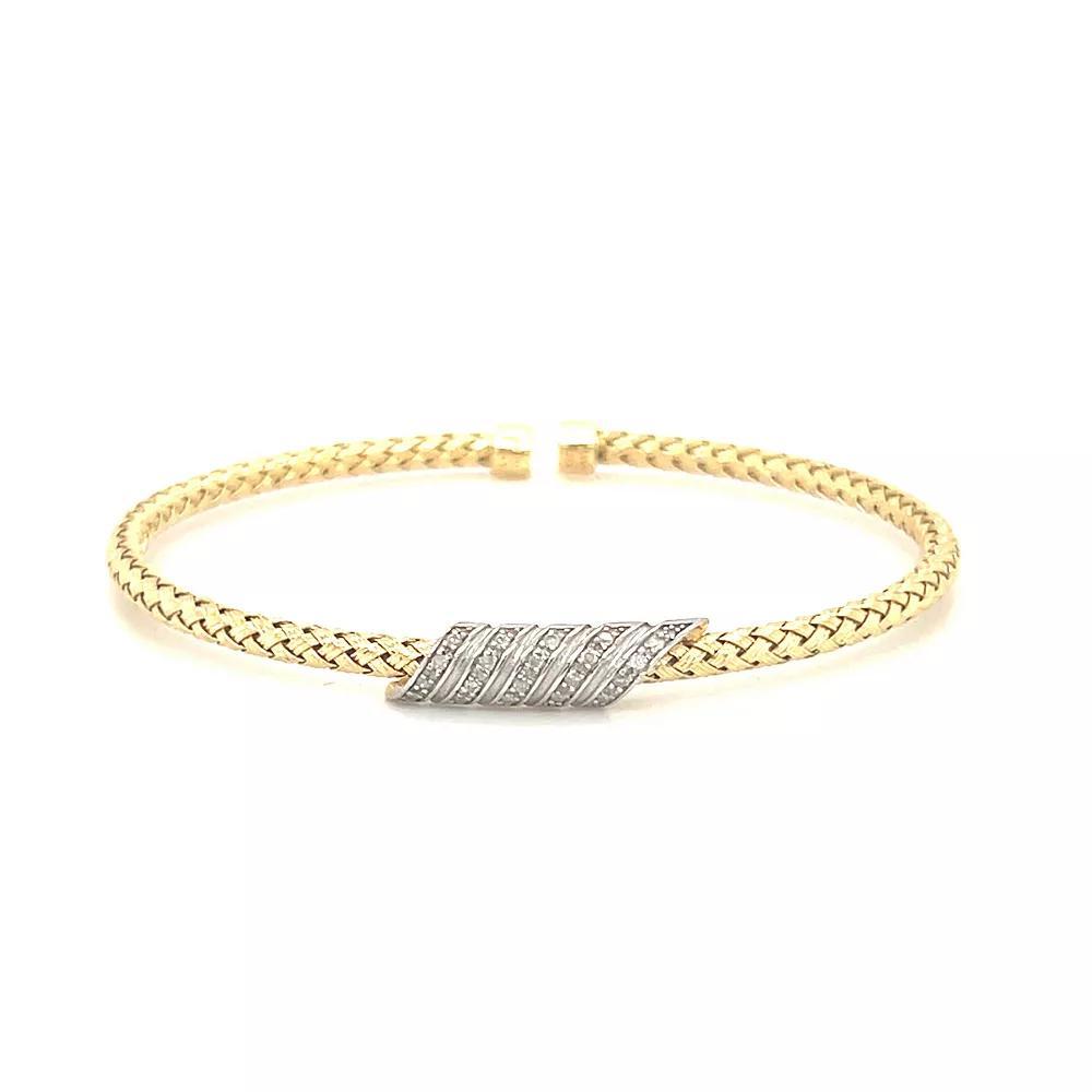 Meshmerise 1/6 Carat T.W. Diamond Wrapped Accent Cuff Bracelet, Women's, Size: 7", Gold Tone Product Image