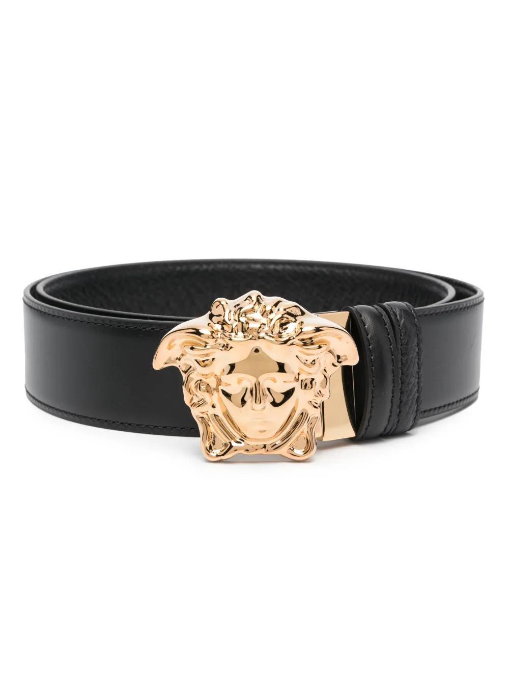 VERSACE La Medusa Leather Belt Man Belt Black Size 39.5 Calfskin Product Image