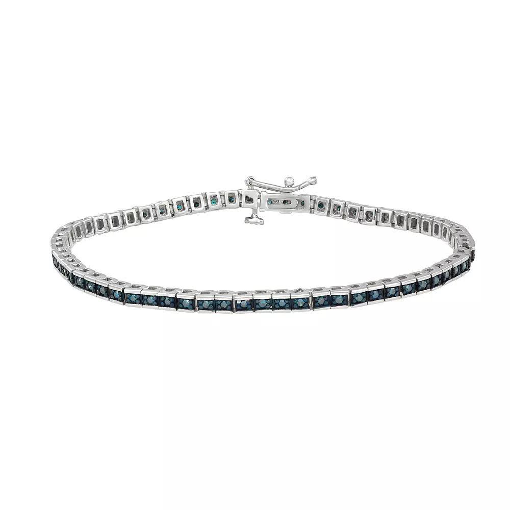 Jewelexcess Sterling Silver 1 Carat T.W. Blue Diamond Tennis Bracelet, Women's, Size: 7.5", Silver Tone Product Image