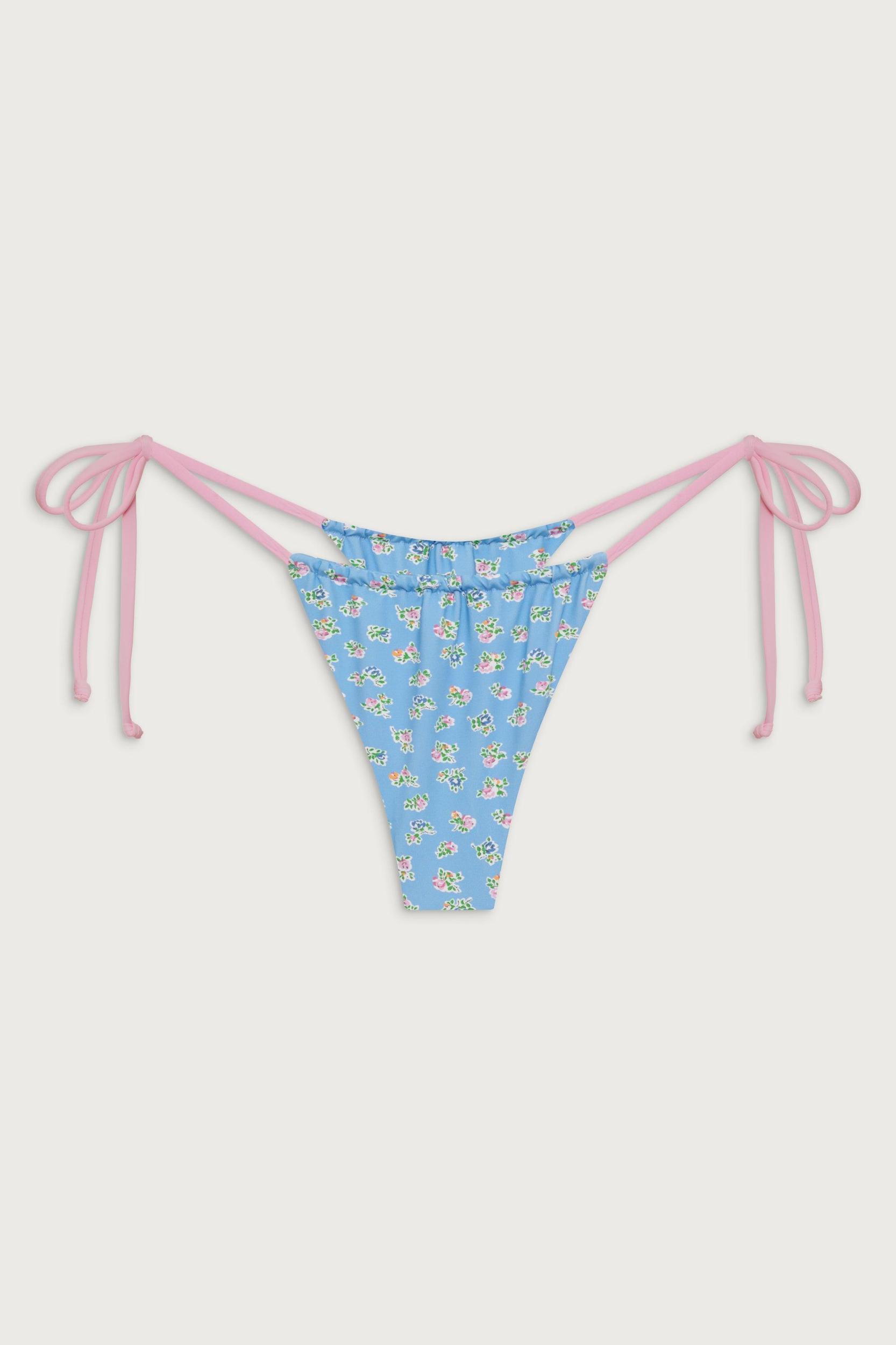 Tia Skimpy Floral Bikini Bottom - Blue Hawaii Product Image