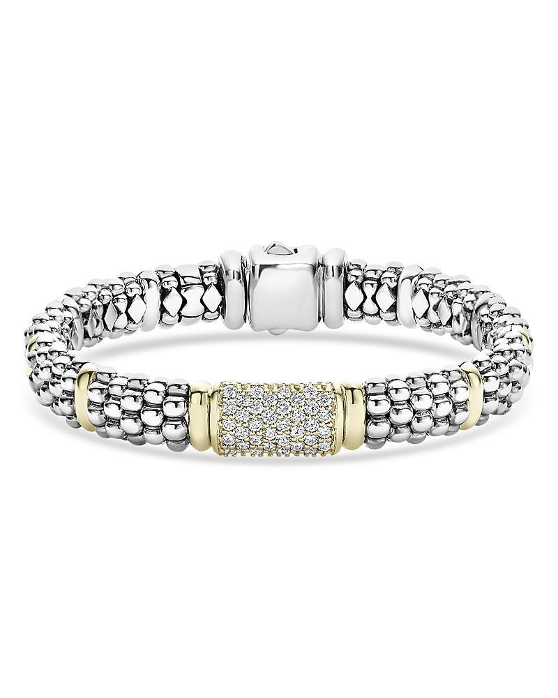 LAGOS Caviar Oval Rope Bracelet With 18 Kt. Stations And Diamonds In Silver/gold Product Image