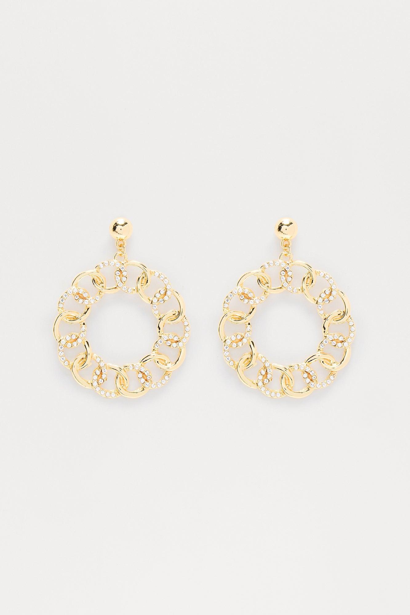 Luxe Linkage Drop Embellished Earrings - Gold Female Product Image