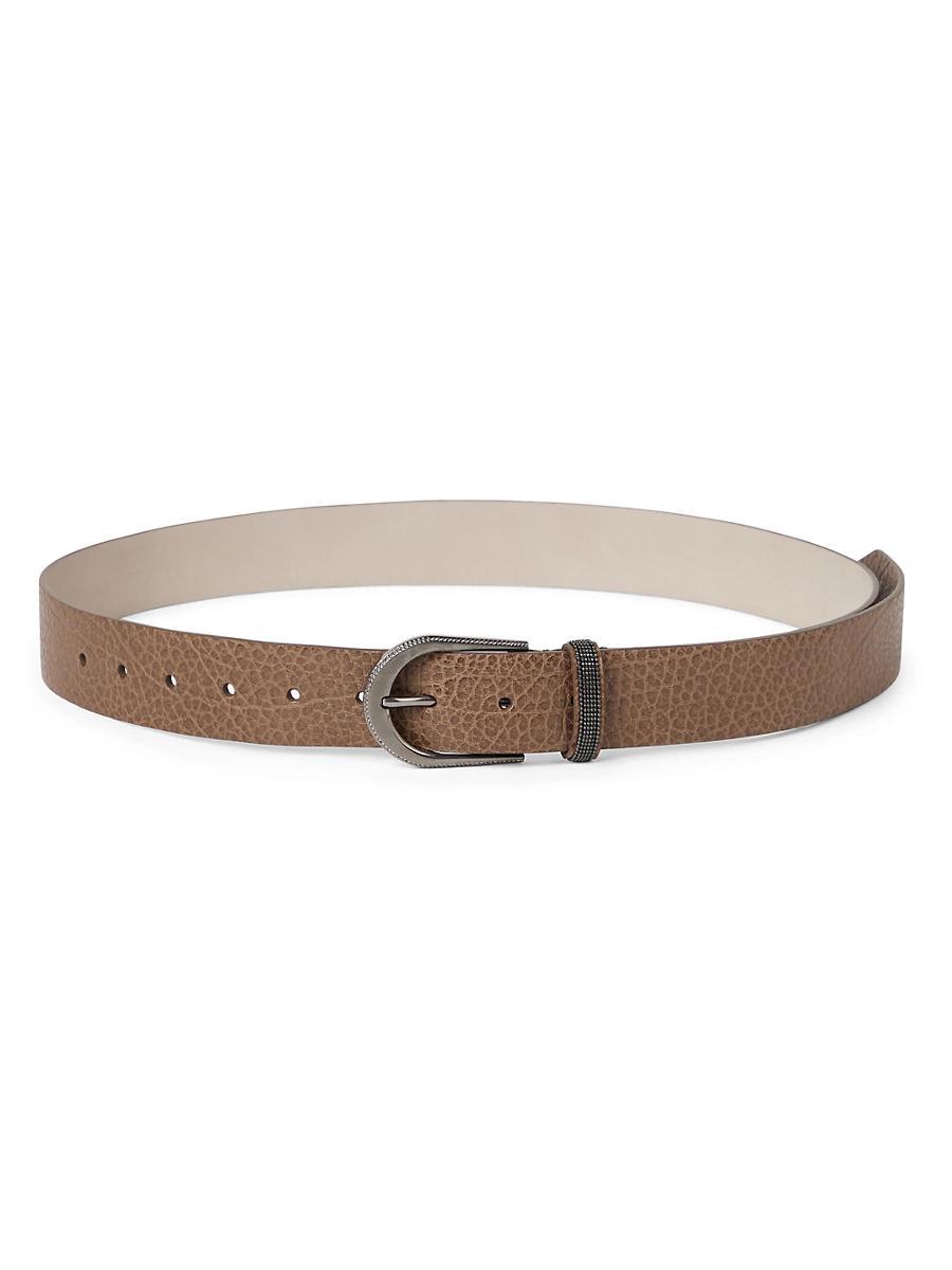 Womens Glossy Hammered Calfskin Belt with Monili Product Image