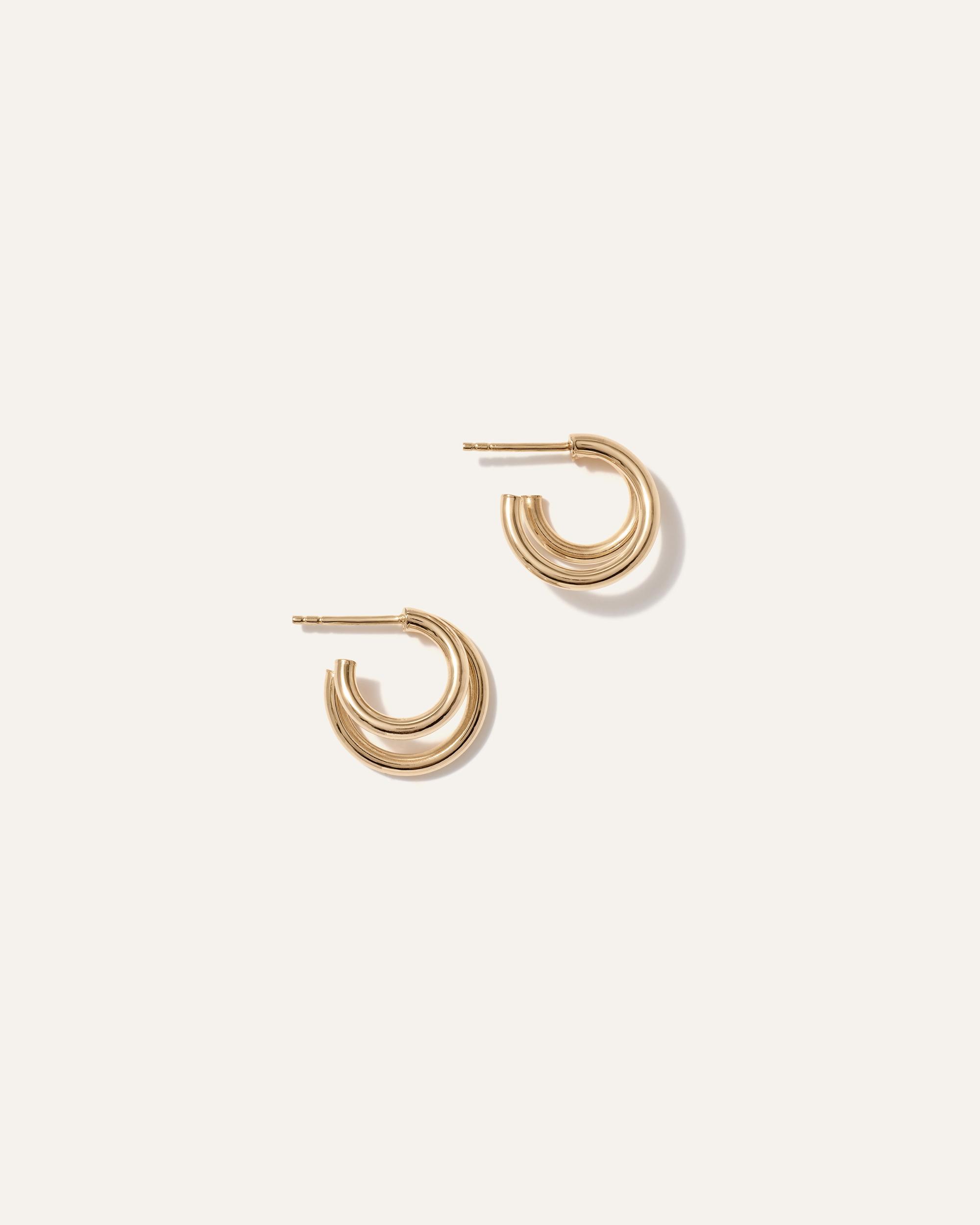 Quince | Women's 14K Gold Double Loop Huggies Product Image