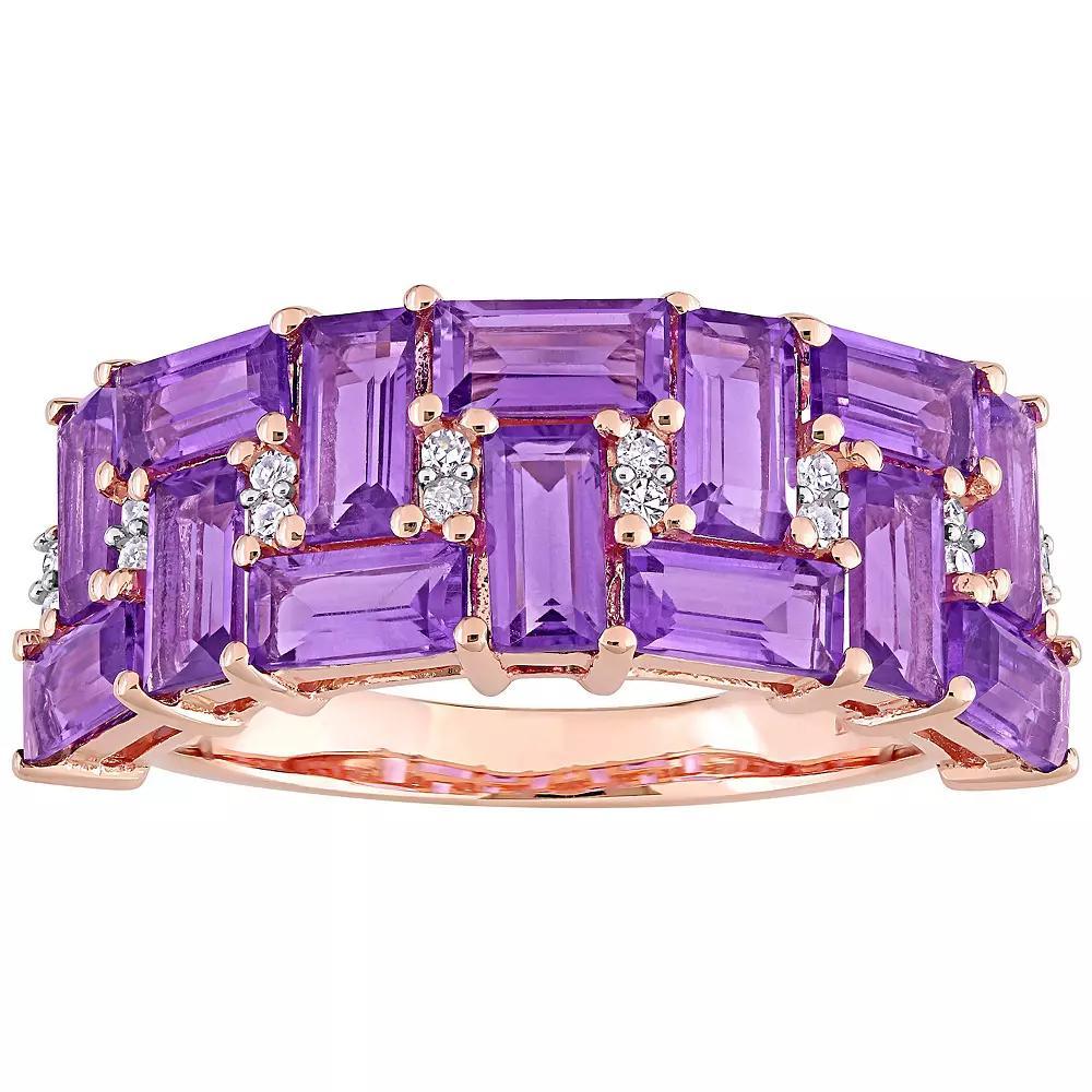 Stella Grace 10k Rose Gold Amethyst & 1/10 Carat T.W. Diamond Geometric Ring, Women's, Size: 7 Product Image