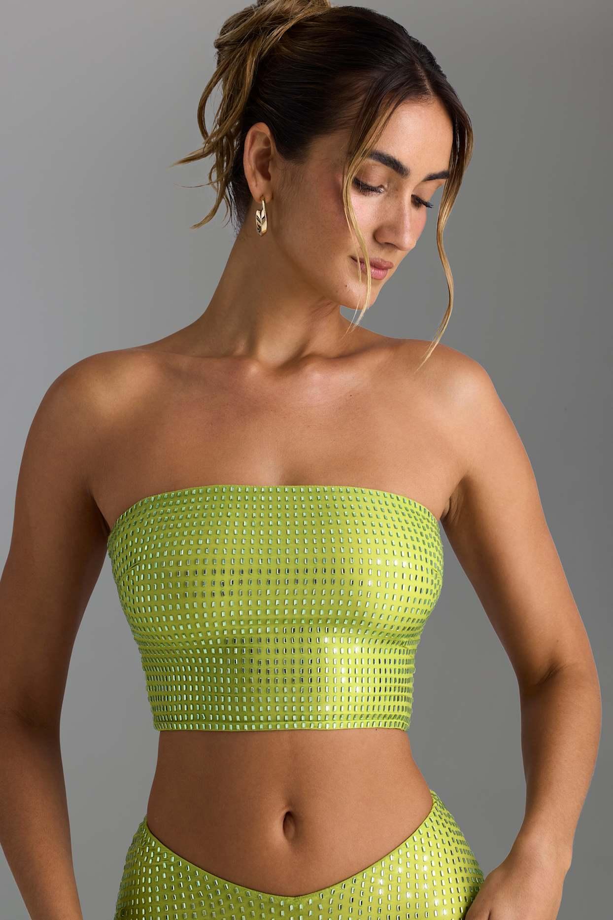 Embellished Strap-Detail Top in Pear Green Product Image