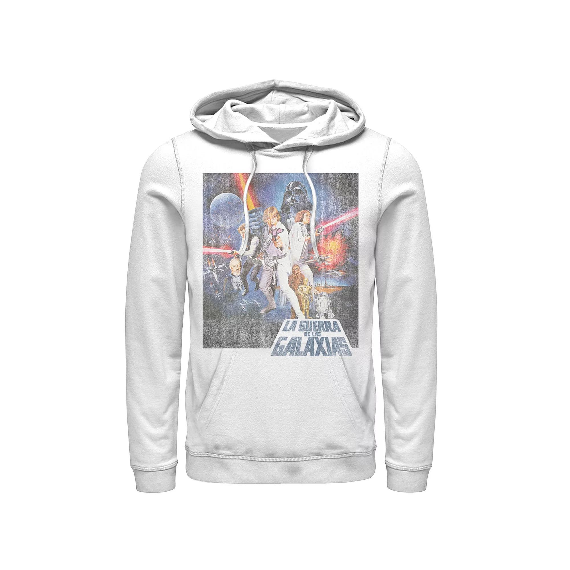 Men's Star Wars La Guerra De Las Galaxias Faded Poster Hoodie, Size: XXL, White Product Image