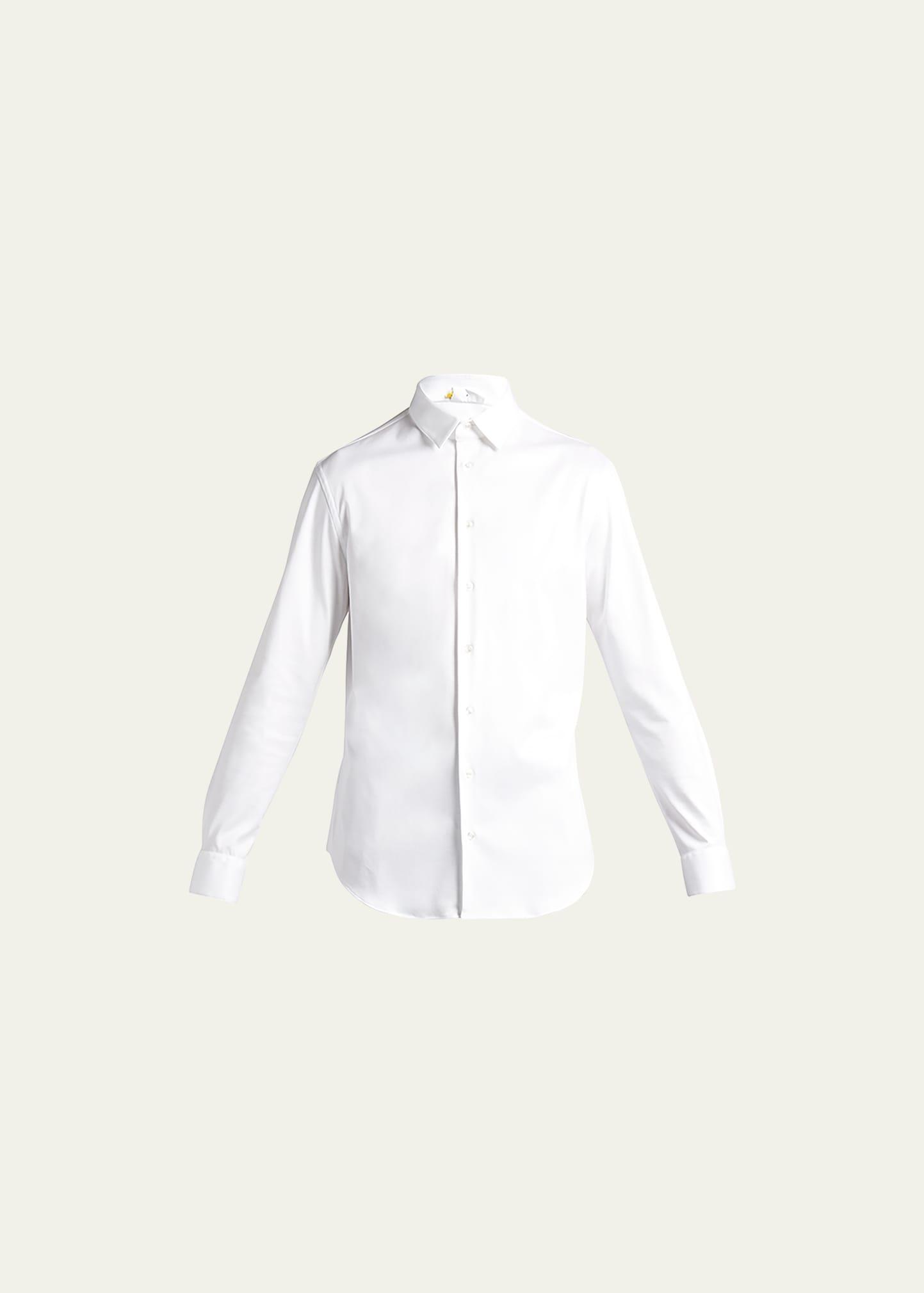 Mens Stretch Jersey Sport Shirt, Off White Product Image