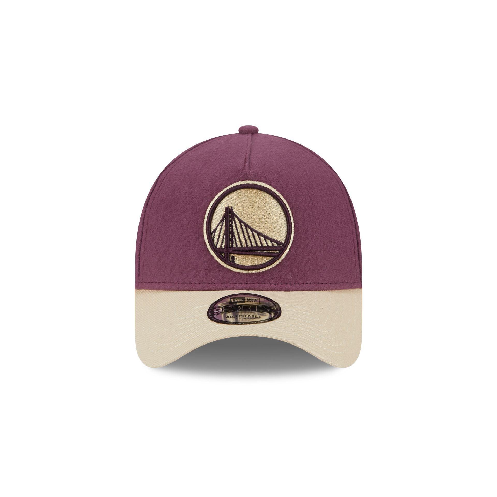 Golden State Warriors Moleskin Crown Maroon 9FORTY A-Frame Snapback Hat Male Product Image