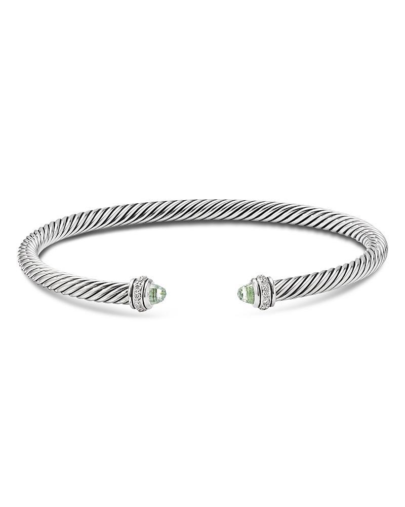 David Yurman Sterling Silver Cable Classic Bracelet with Blue Topaz & Diamonds Product Image