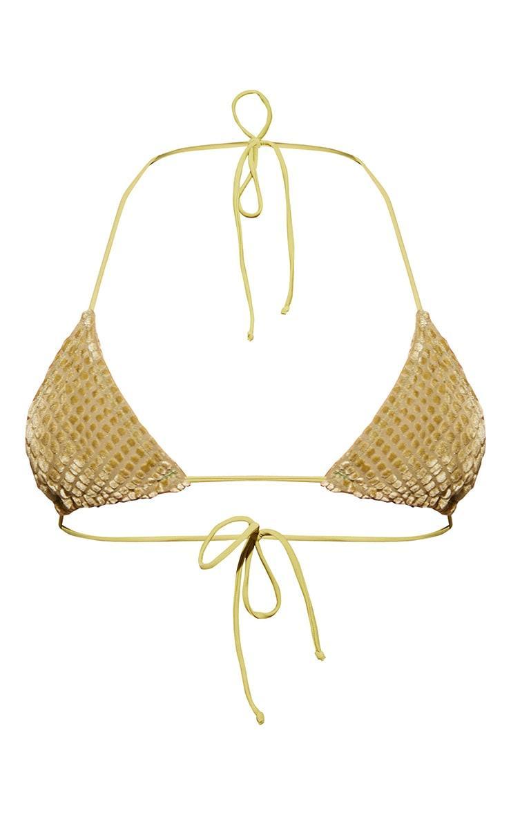 Olive Devore Triangle Bikini Top Product Image