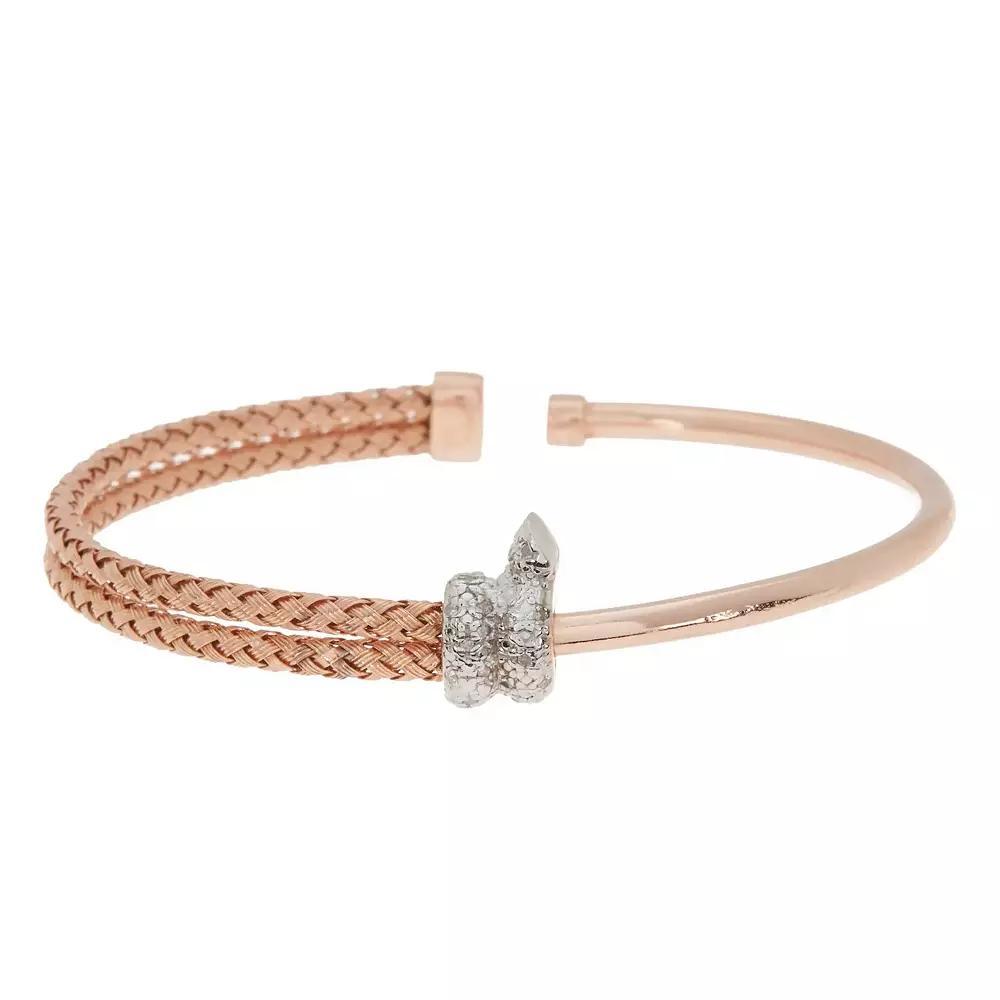 Meshmerise 18k Over Silver 1/6 Carat T.W. Diamond Bracelet, Women's, Size: 7", Pink Tone Product Image
