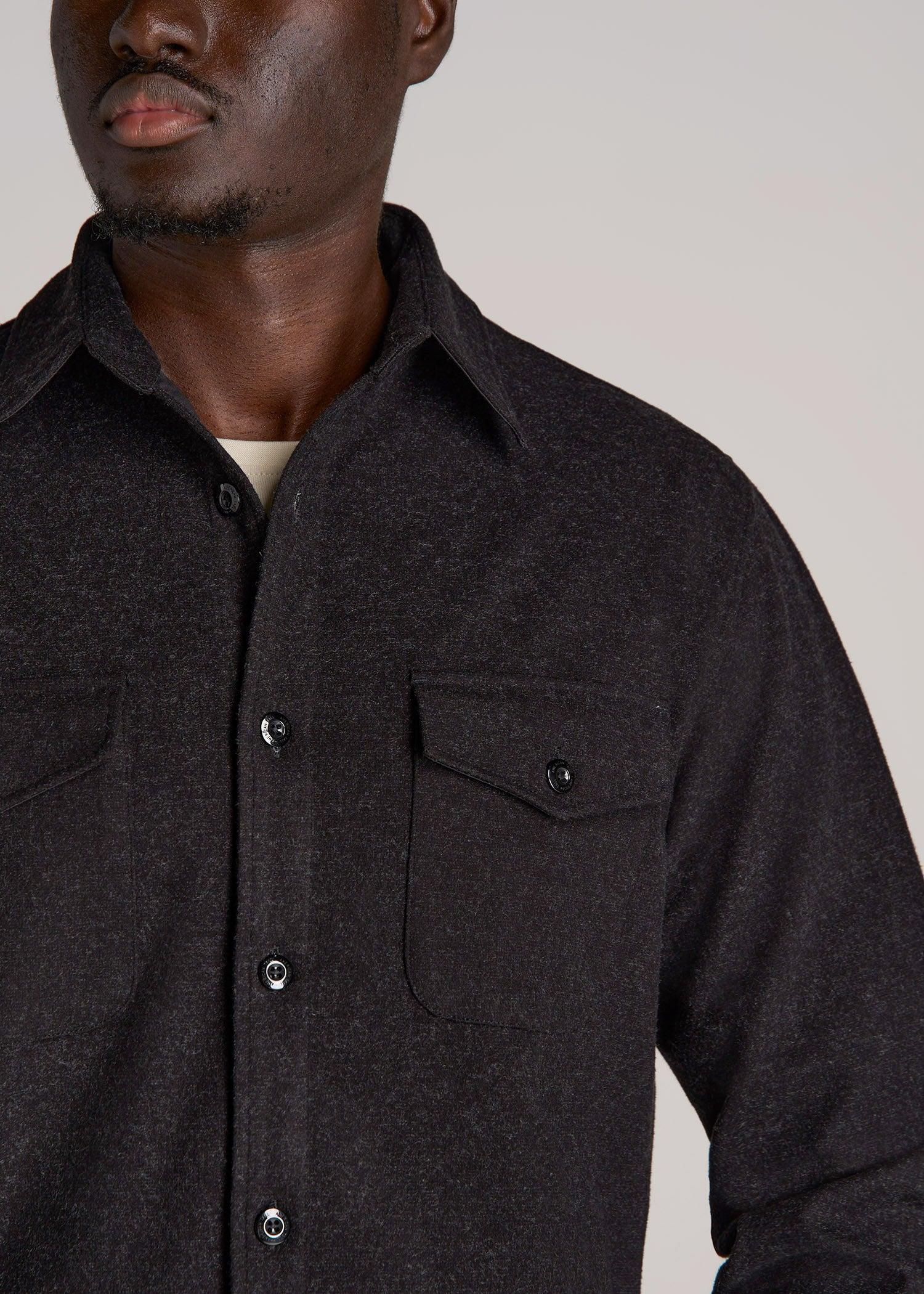 Stretch Knit Overshirt for Tall Men in Black Product Image