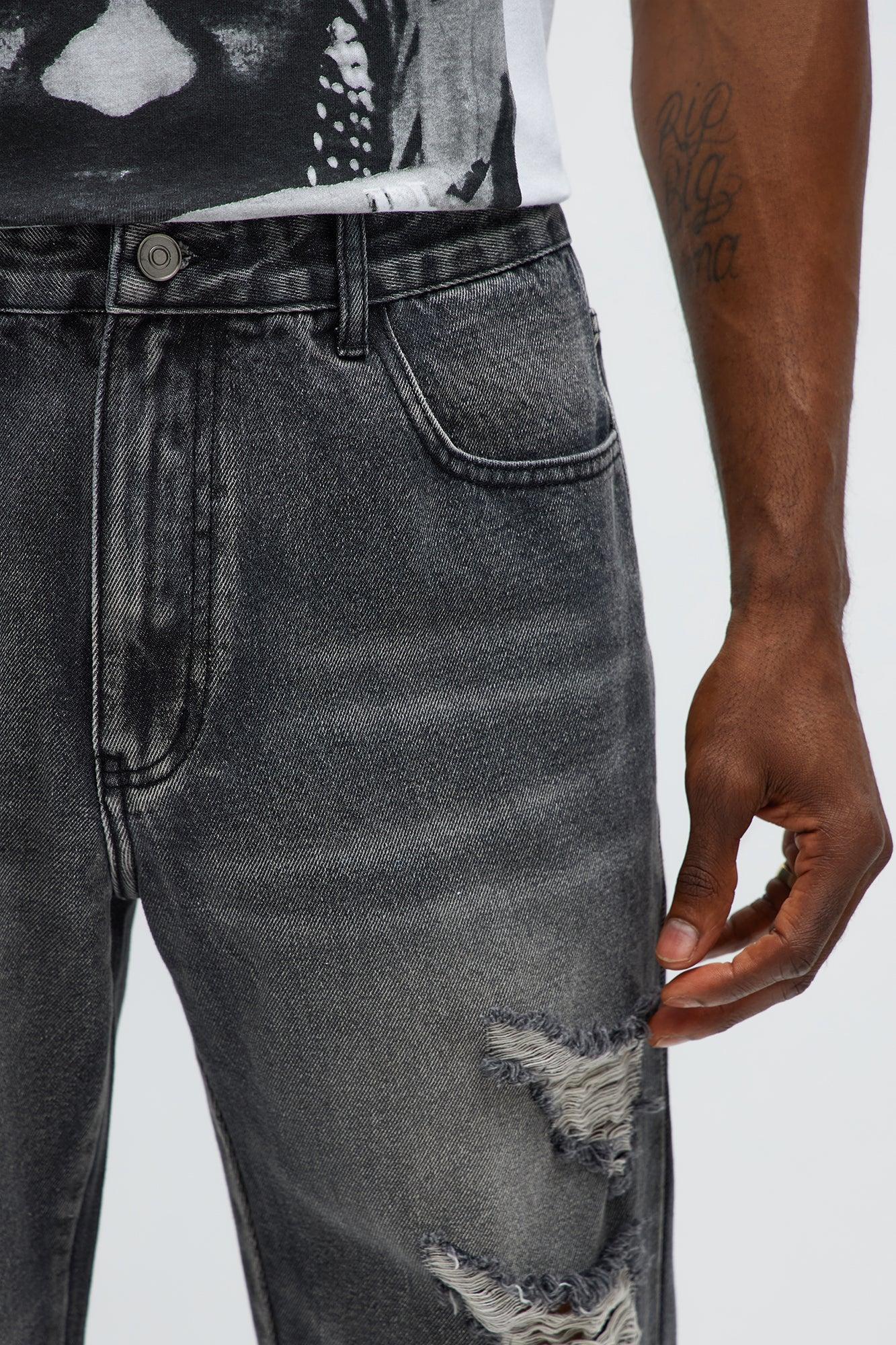 Straight Down The Street Ripped Jeans - Black Wash Product Image
