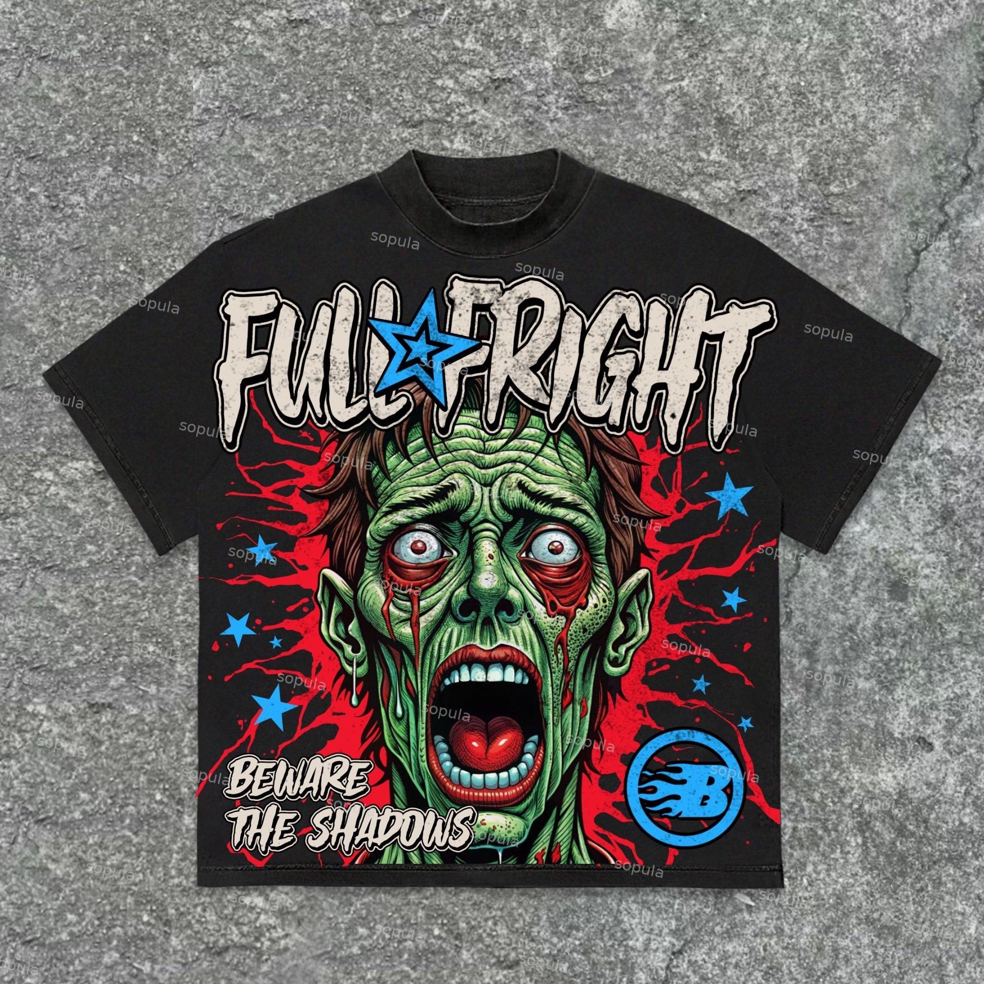 Sopula Halloween Full Fright Portrait Graphics Cotton T-Shirt Product Image