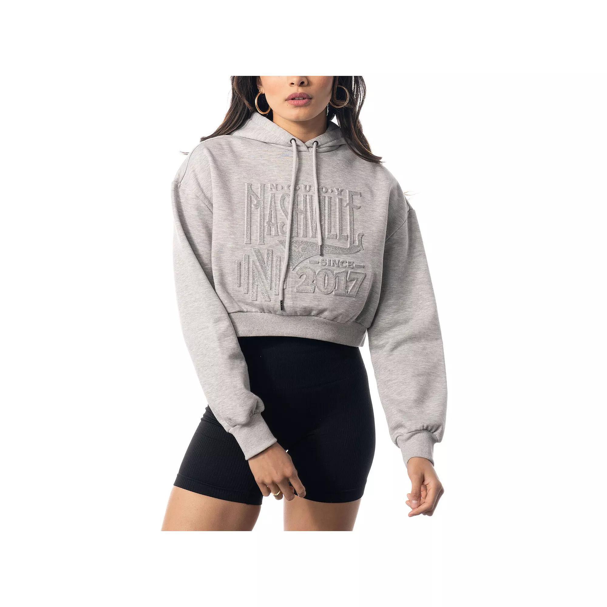 Women's The Wild Collective Heather Gray Nashville SC Cropped Pullover Hoodie, Size: XL, Mls Grey Product Image
