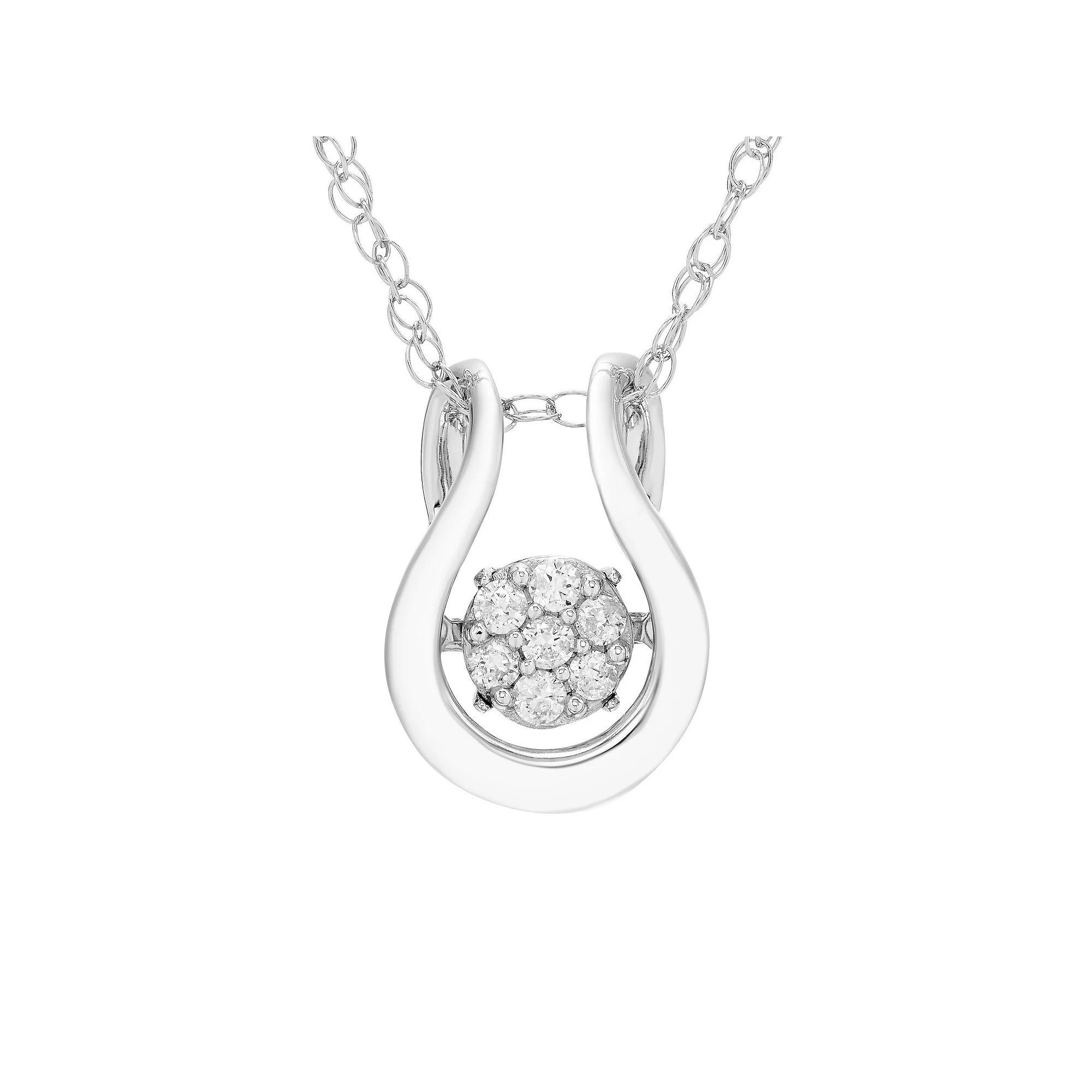 Boston Bay Diamonds Sterling Silver 1/10 Carat T.W. Diamond Lucky Horsehoe Pendant Necklace, Women's, Size: 18" Product Image