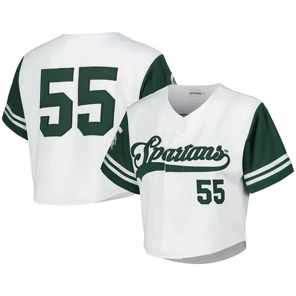 Womens Established & Co. Michigan State Spartans Baseball Jersey Cropped T-Shirt Product Image