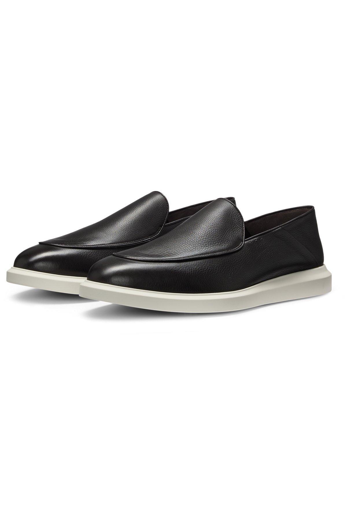 BOSS - Leather loafers with rubber outsole - Dark Brown Product Image