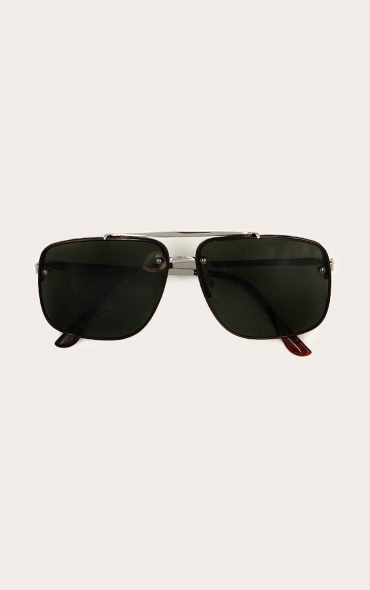 Silver Oversized Angled Aviator Sunglasses Product Image