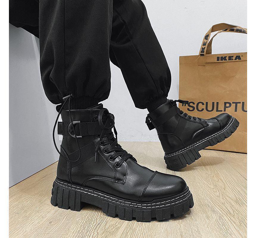Platform Buckled Platform Short Boots Product Image