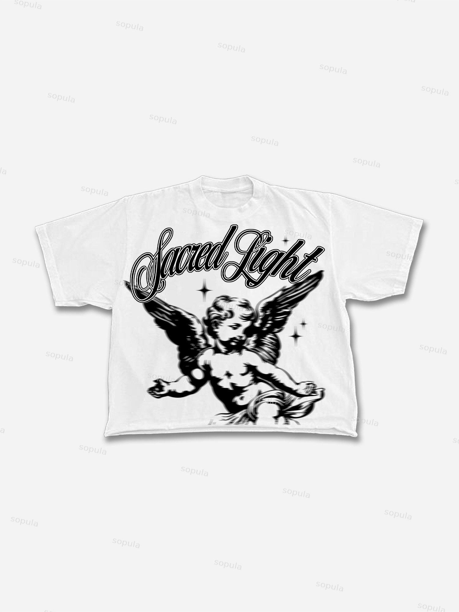 Sacred Light Angel Graphic Cropped T-shirt Product Image
