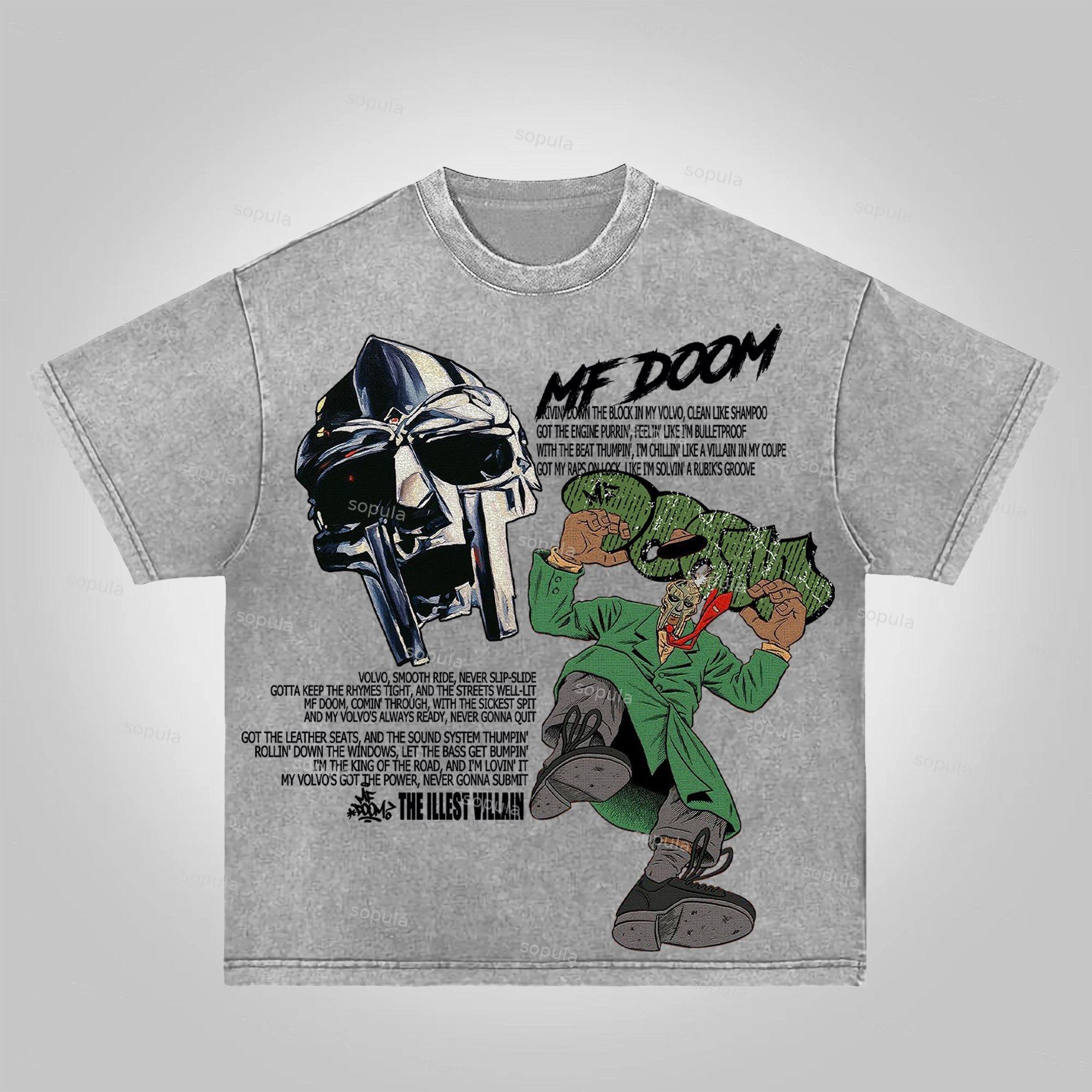 Sopula Vintage The Illest Villain Mf Doom Graphic Print Acid Washed T-Shirt Product Image
