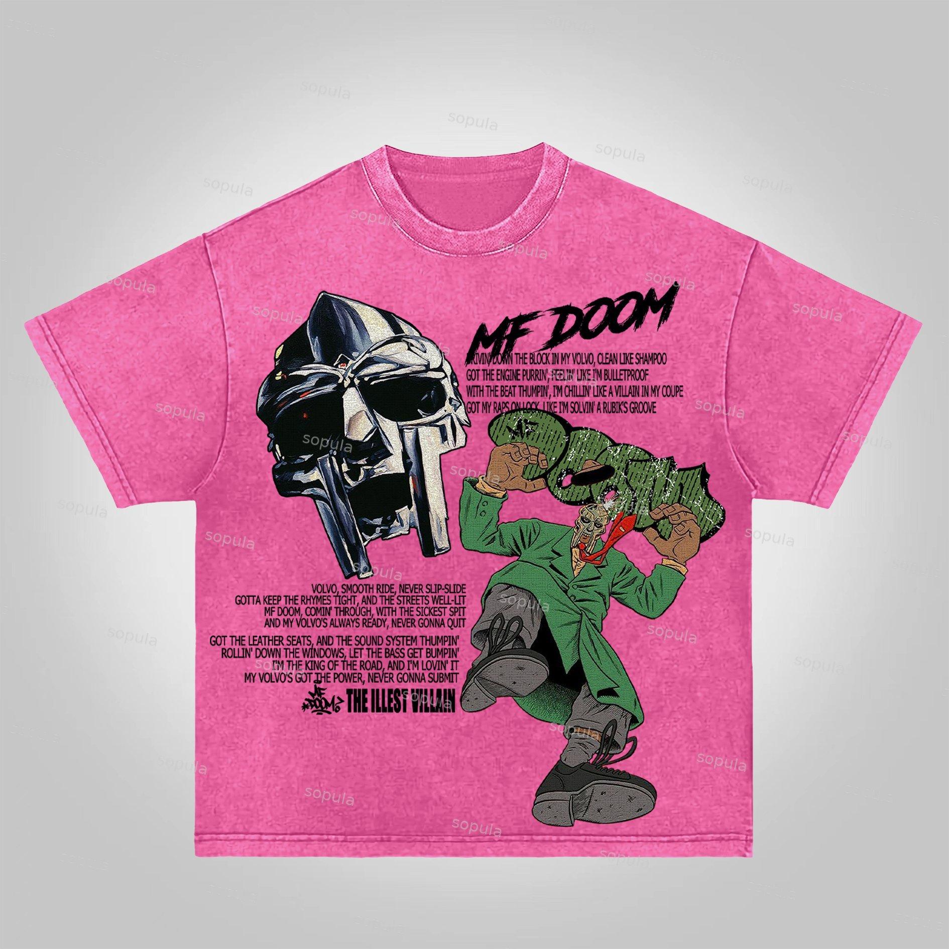 Sopula Vintage The Illest Villain Mf Doom Graphic Print Acid Washed T-Shirt Product Image