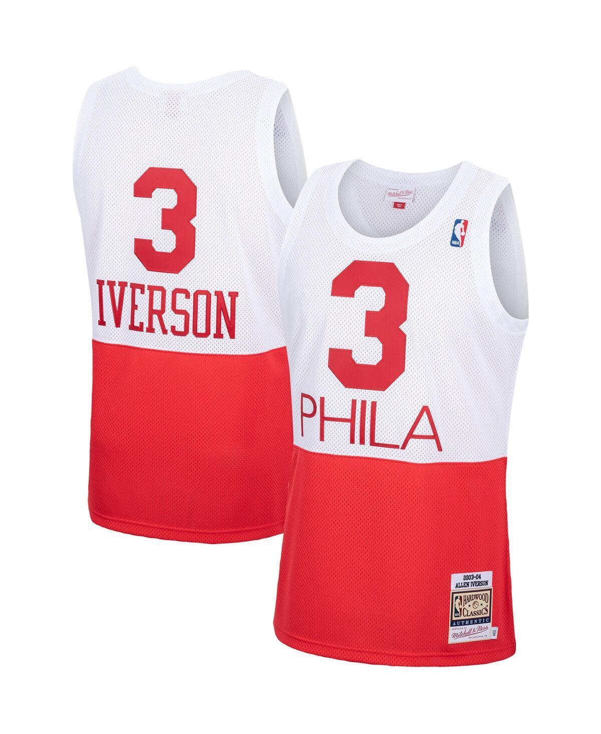 Mens Mitchell & Ness Allen Iverson White Philadelphia 76ers Hardwood Classics Authentic Jersey Product Image