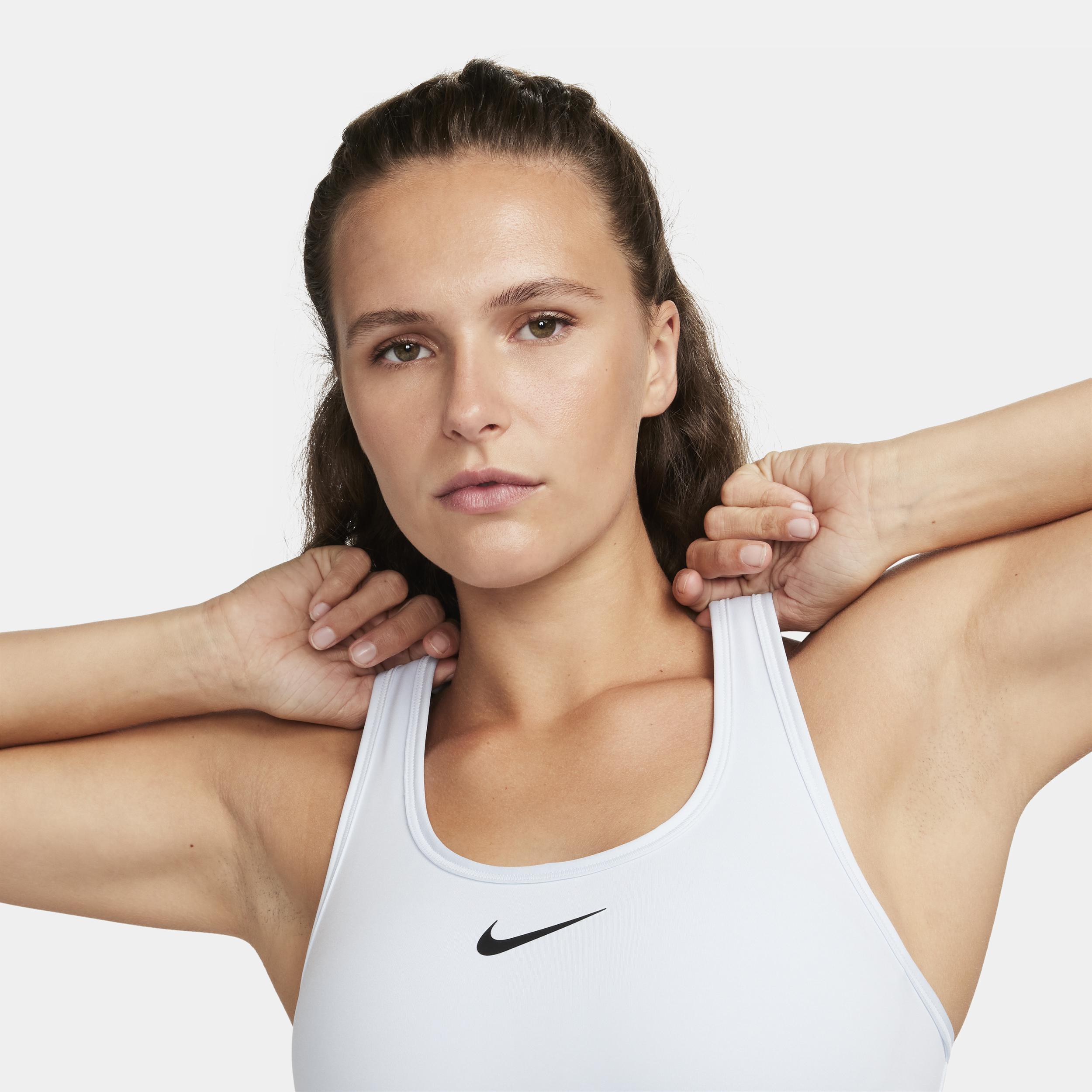 Nike Women's Swoosh Medium Support Sports Bra in White/White Size 2XL 100% Polyester/Spandex Product Image