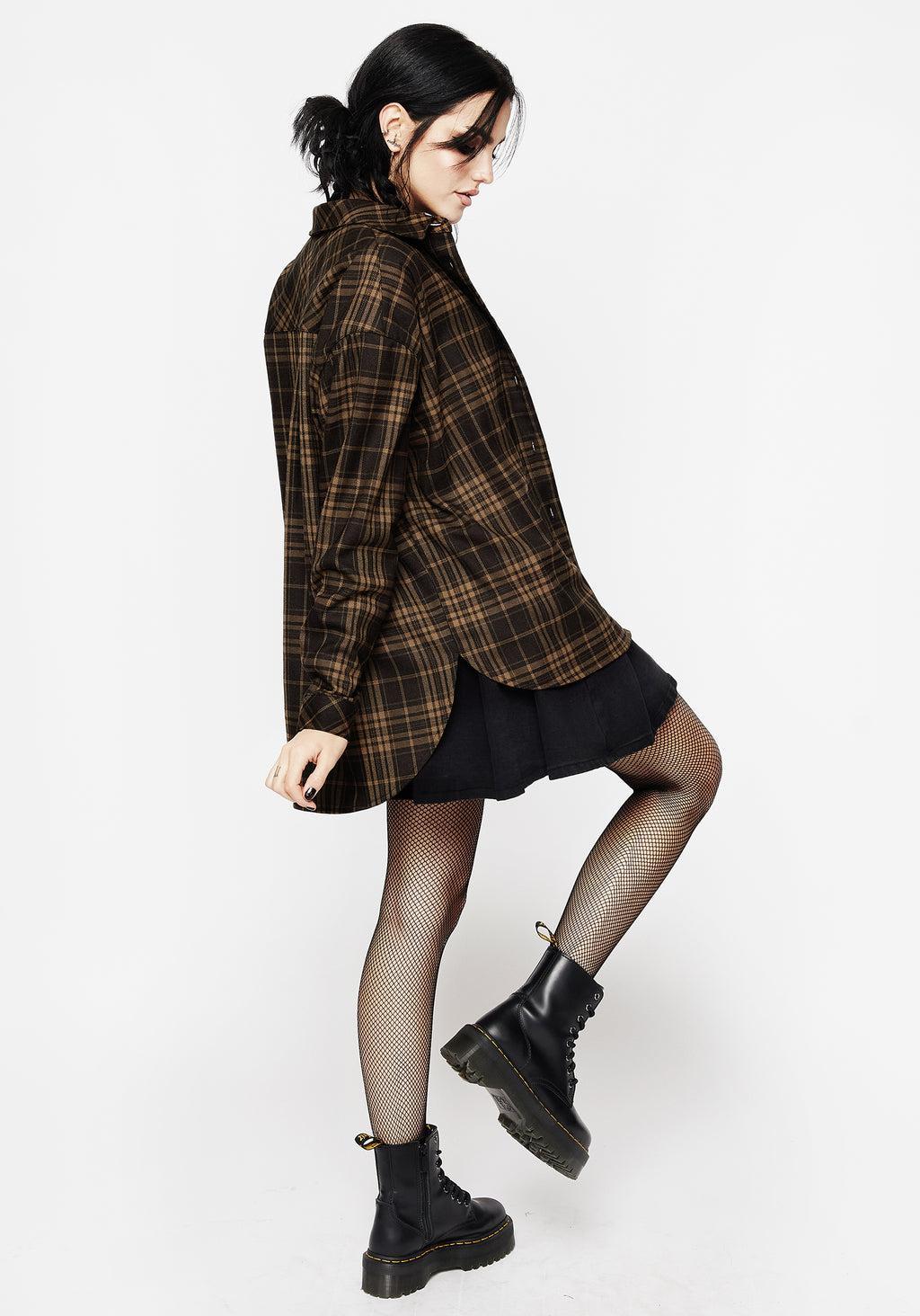 Vetula Embroidered Oversized Check Shirt Product Image