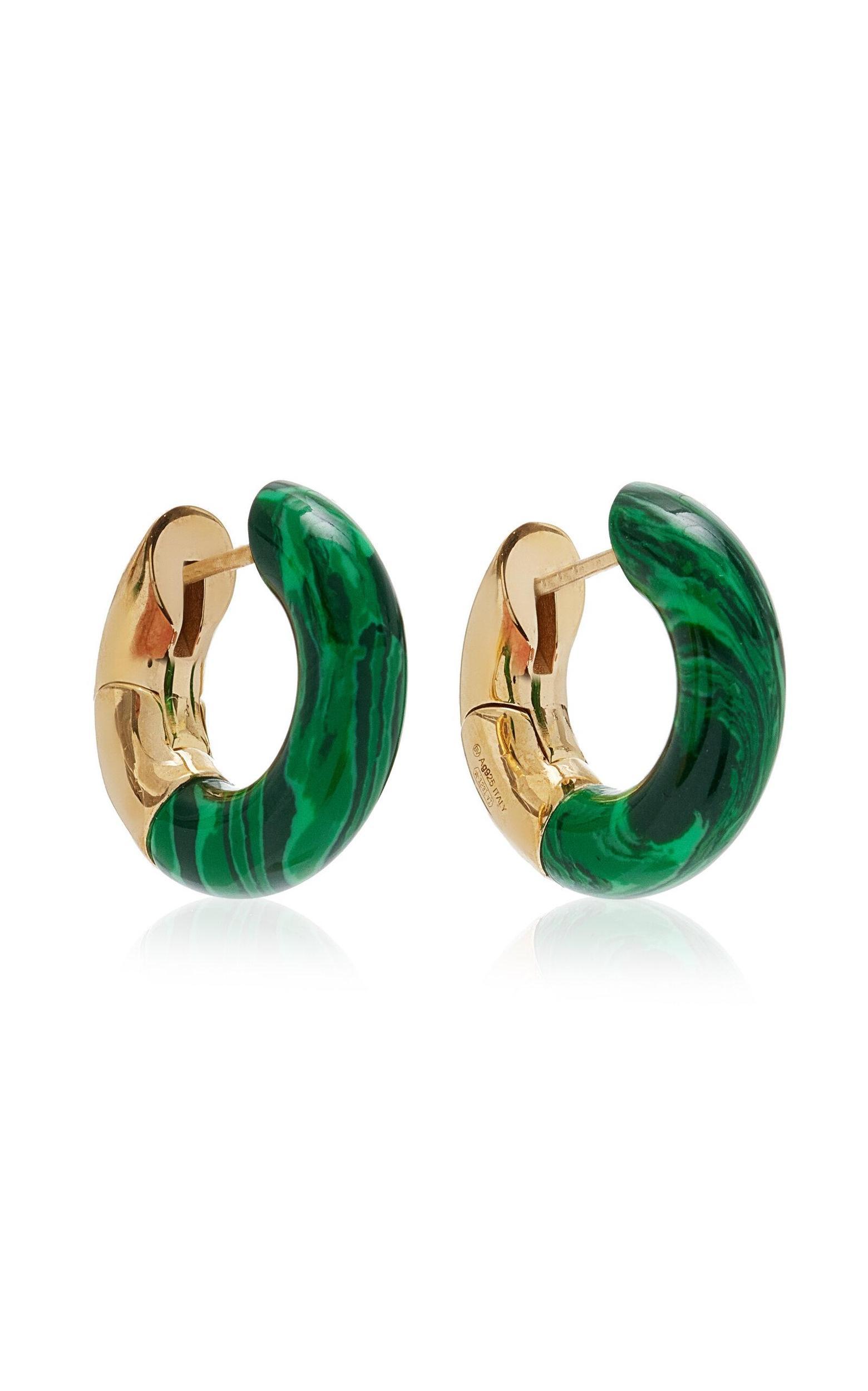 BOTTEGA VENETA 18k Gold-plated Sterling Silver Malachite Earrings In Green Product Image