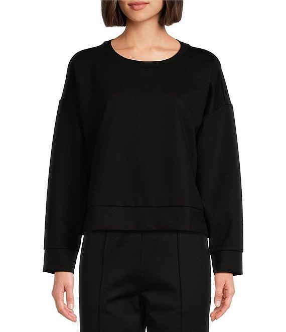 Eileen Fisher Tencel™ Lyocell Ponte Knit Round Neck Long Sleeve Boxy Top Product Image