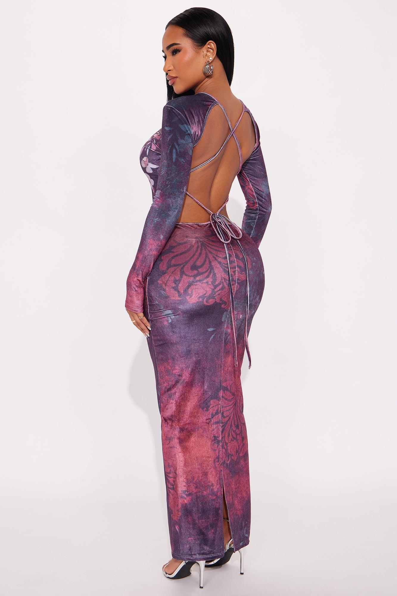 Lilliana Floral Backless Maxi Dress - Purple/combo Product Image