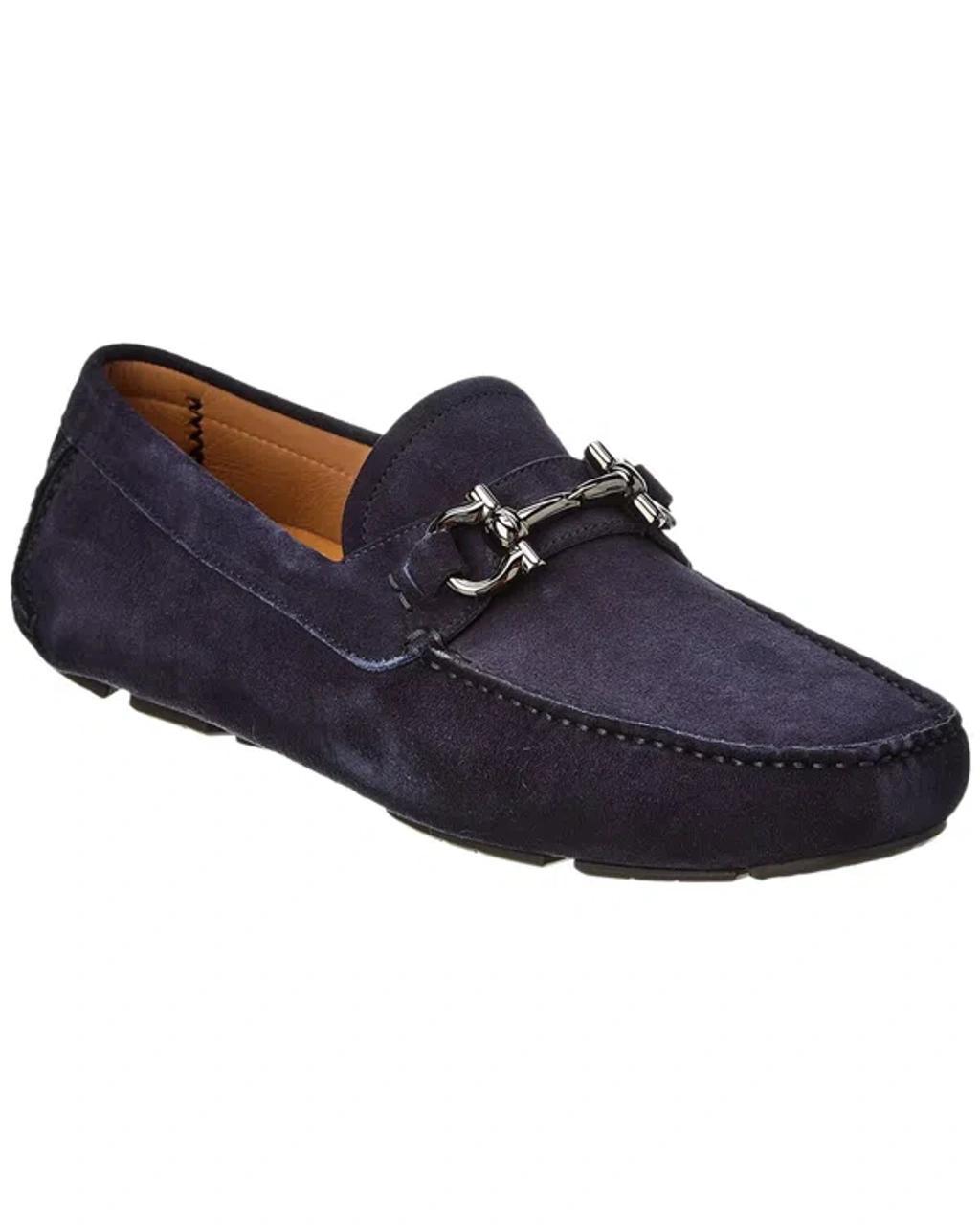 FERRAGAMO Parigi Suede Driver In Blue Product Image