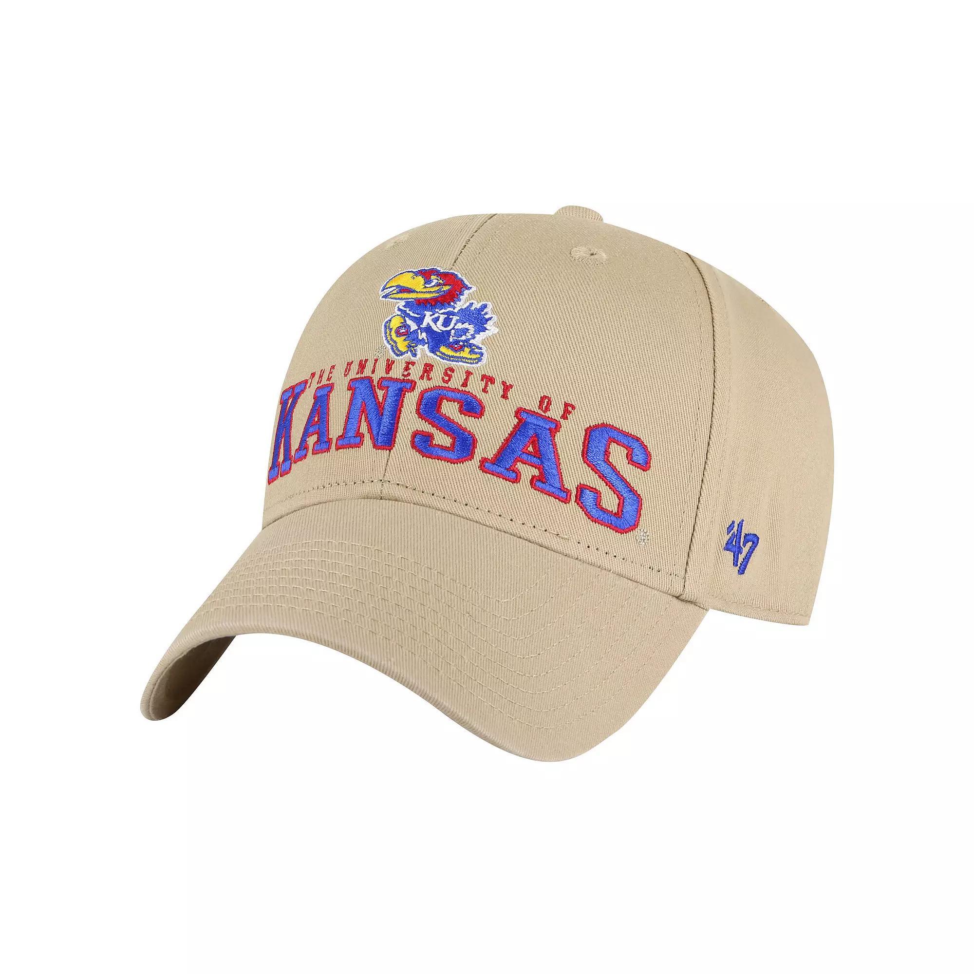 Men's '47 Khaki Kansas Jayhawks Powell MVP Adjustable Hat, Beig K Product Image