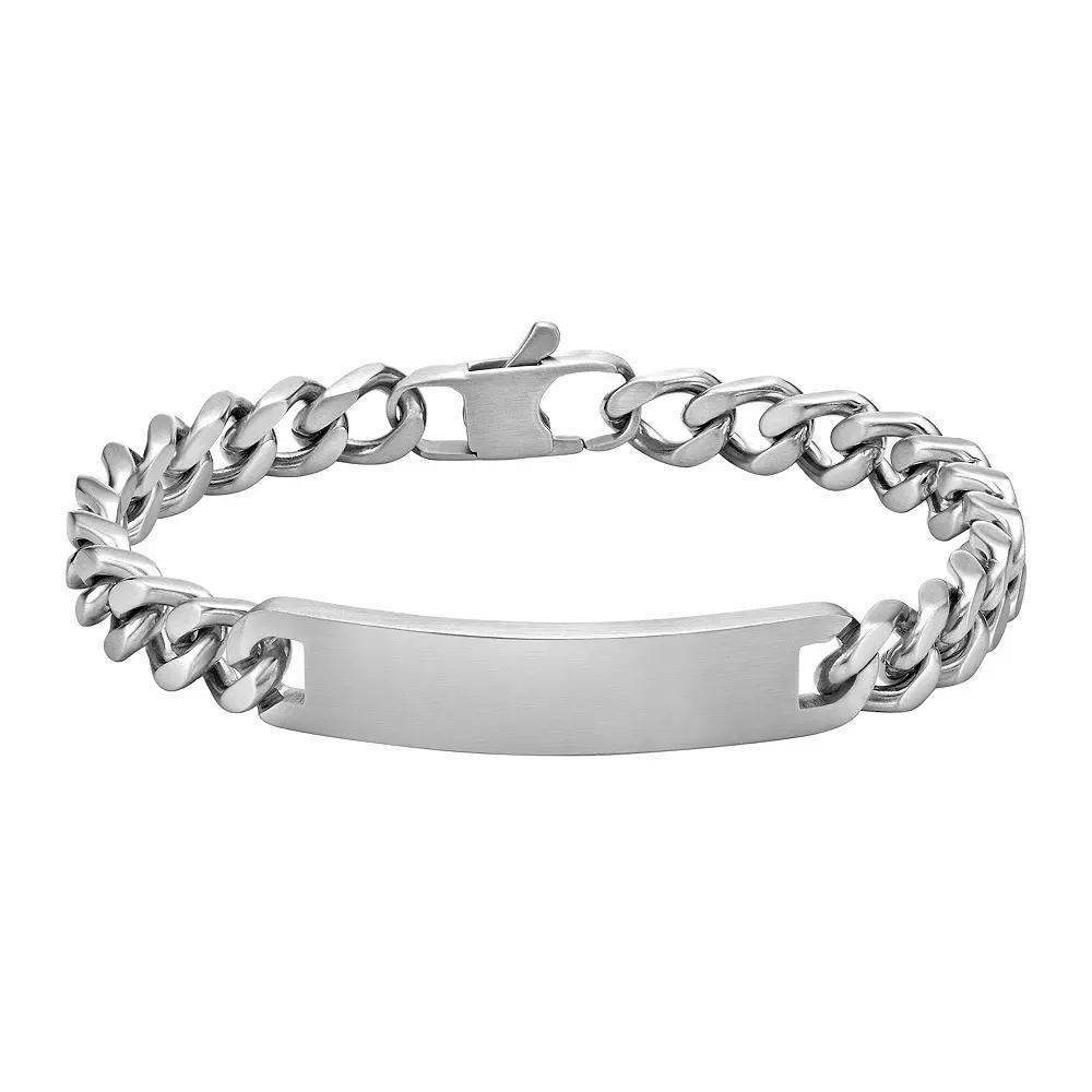 LYNX Men's Matte Stainless Steel Curb Chain ID Bracelet, Size: 8.5" Product Image