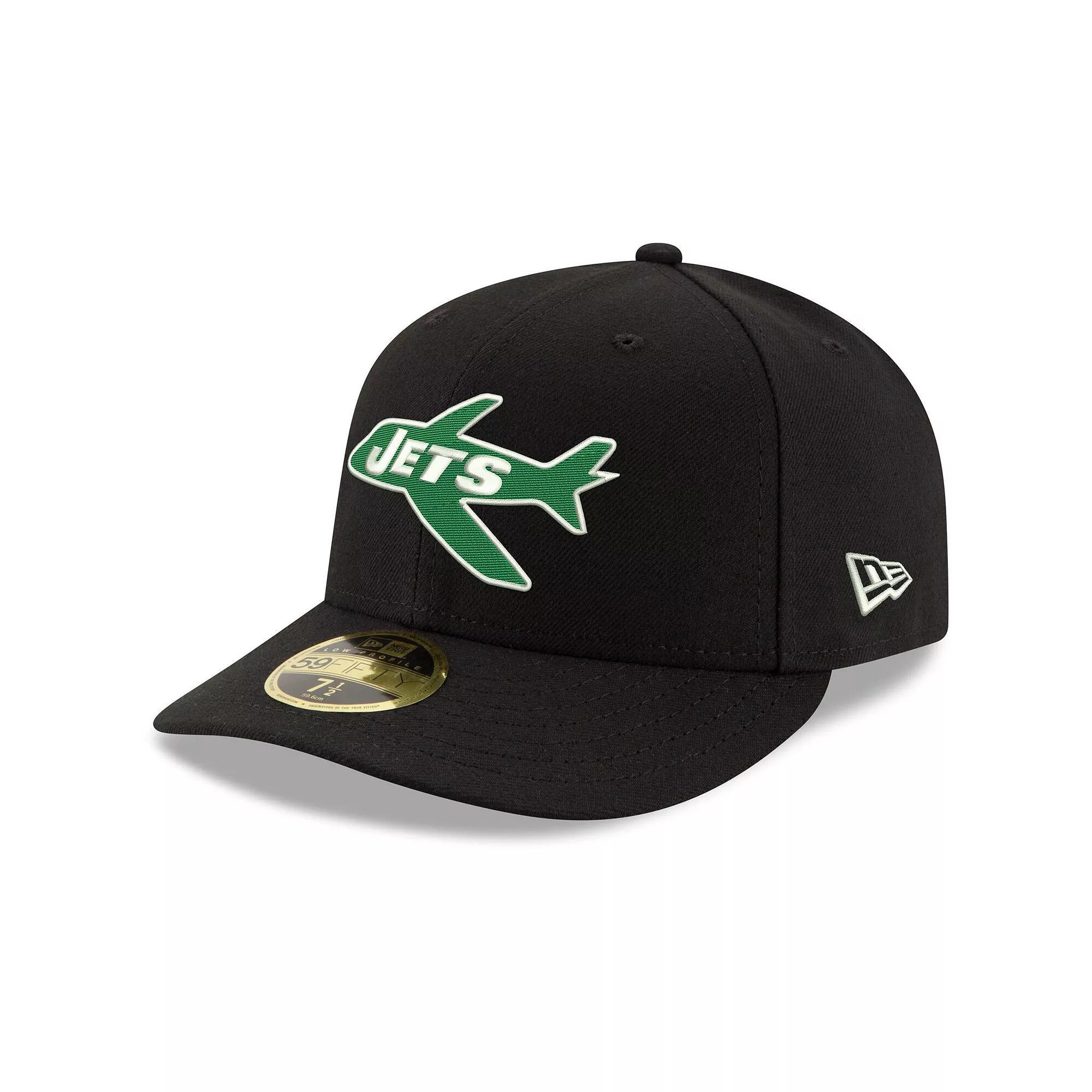 Men's New Era Black New York Jets Omaha Throwback Low Profile 59FIFTY Fitted Hat, Size: 6 7/8 Product Image