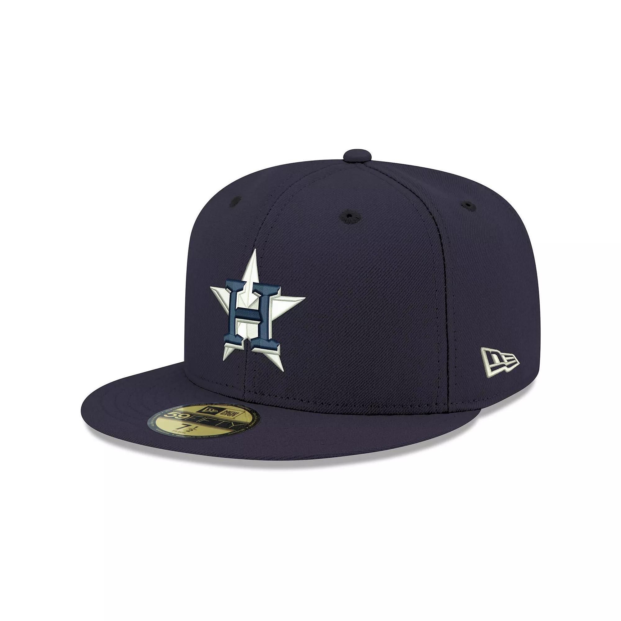 Men's New Era Navy Houston Astros Logo White 59FIFTY Fitted Hat, Size: 7, Blue Product Image